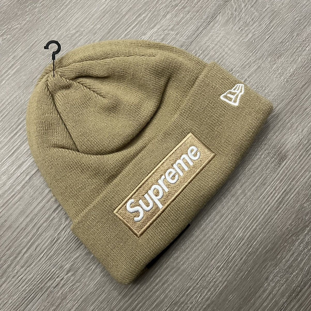 Supreme New Era Box Logo Beanie FW23 Sand