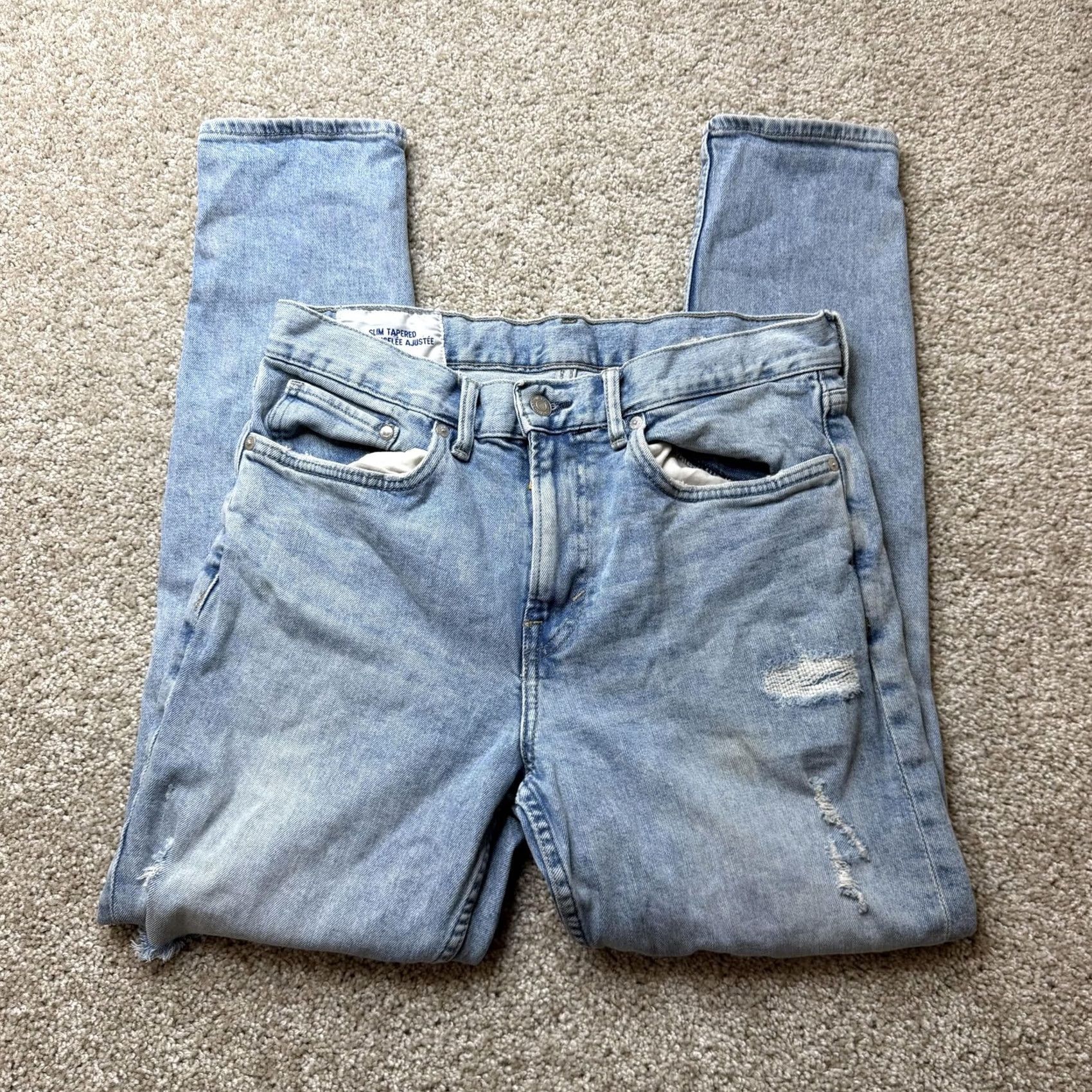 H&M H&M Slim Tapered Jeans Mens 32x32 Light Wash Blue Denim Size US 32 / EU 48 - 2 Thumbnail