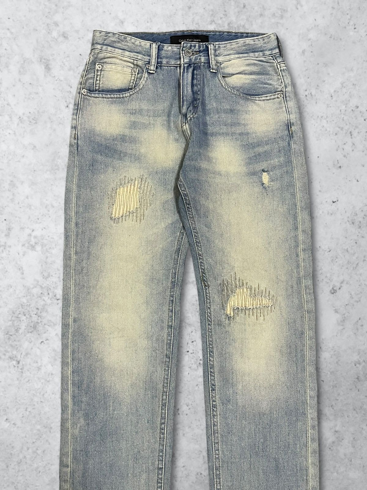 Calvin Klein Calvin Klein Faded Wash Sashiko Patches Y2K Straight Jeans Size US 29 - 2 Thumbnail