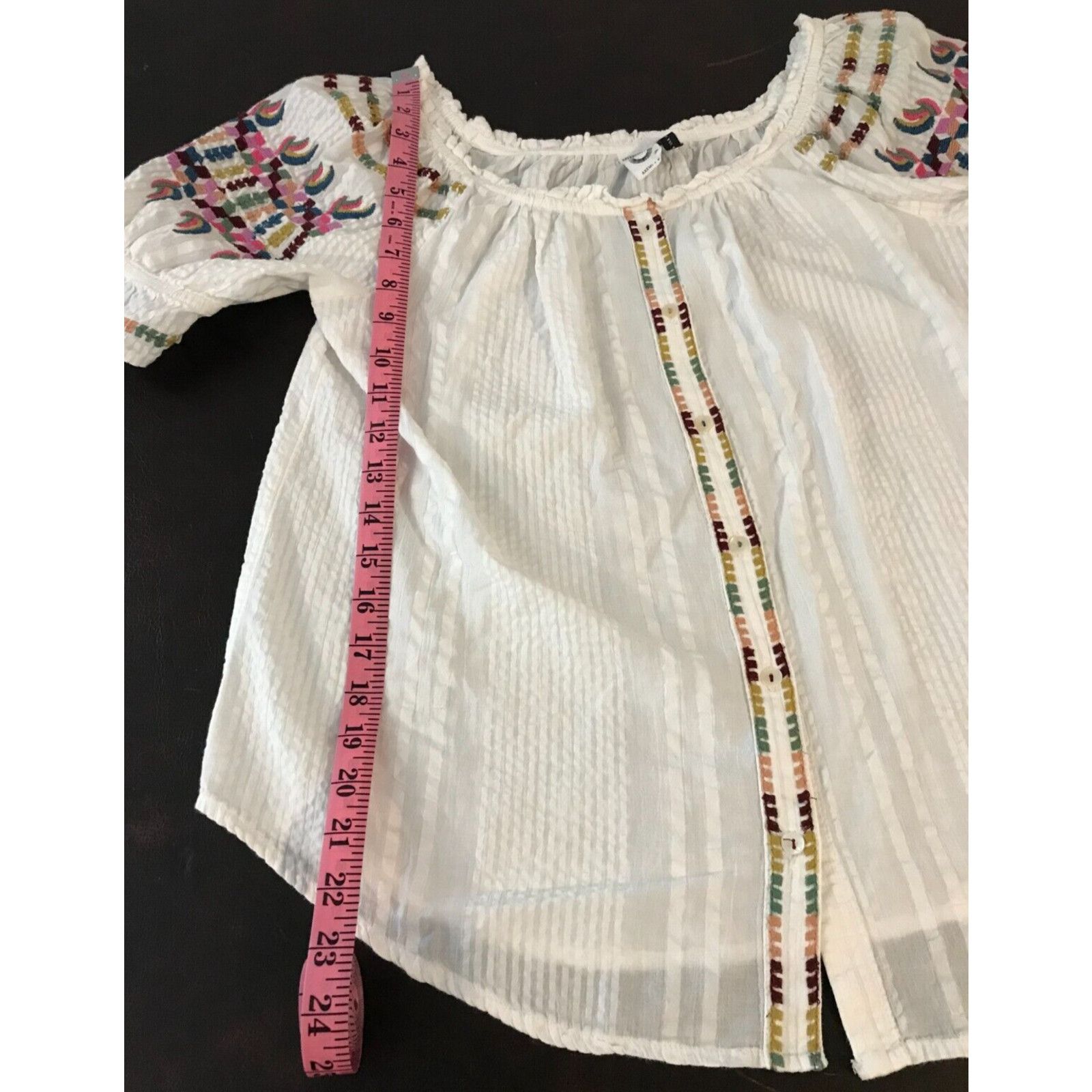 Anthropologie Anthropologie Akemi+Kin Pajaro S/S Embroidered Blouse Size XS / US 0-2 / IT 36-38 - 6 Thumbnail