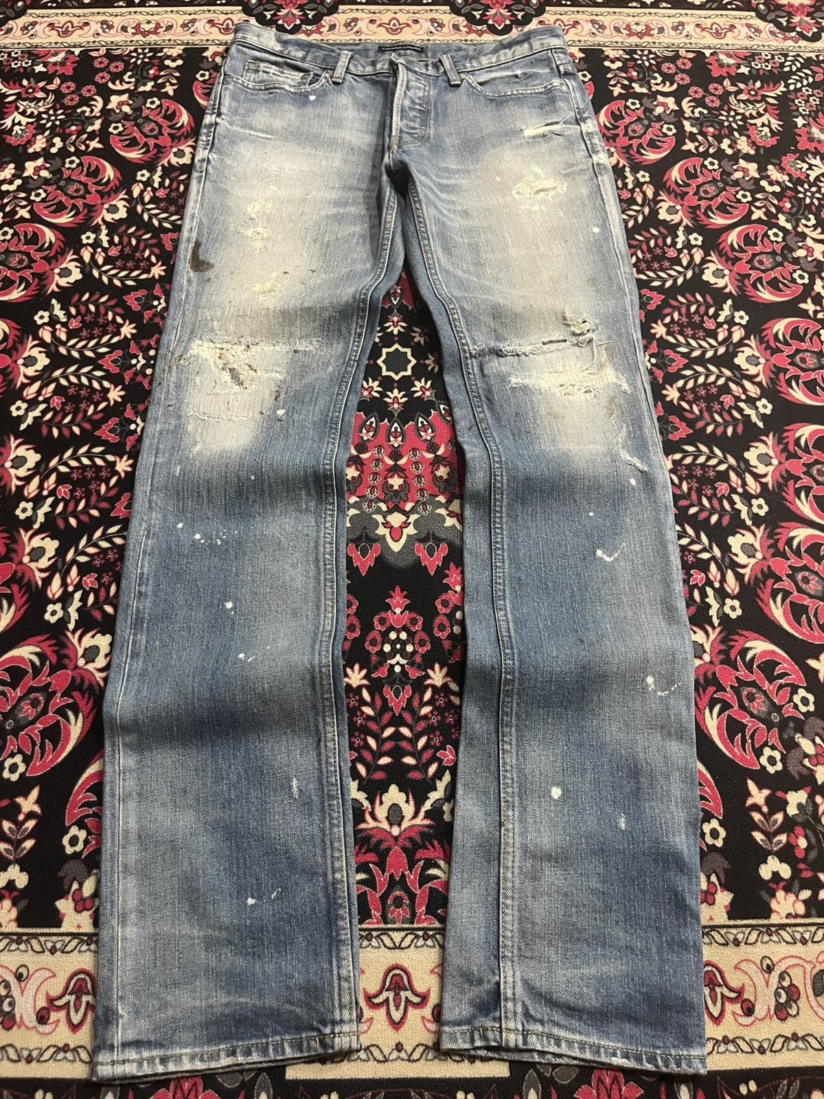 Lounge Lizard ⚡️Slim Straight⚡️Lounge Lizard Distressed Paint Splatter Jeans Size US 31 - 1 Thumbnail