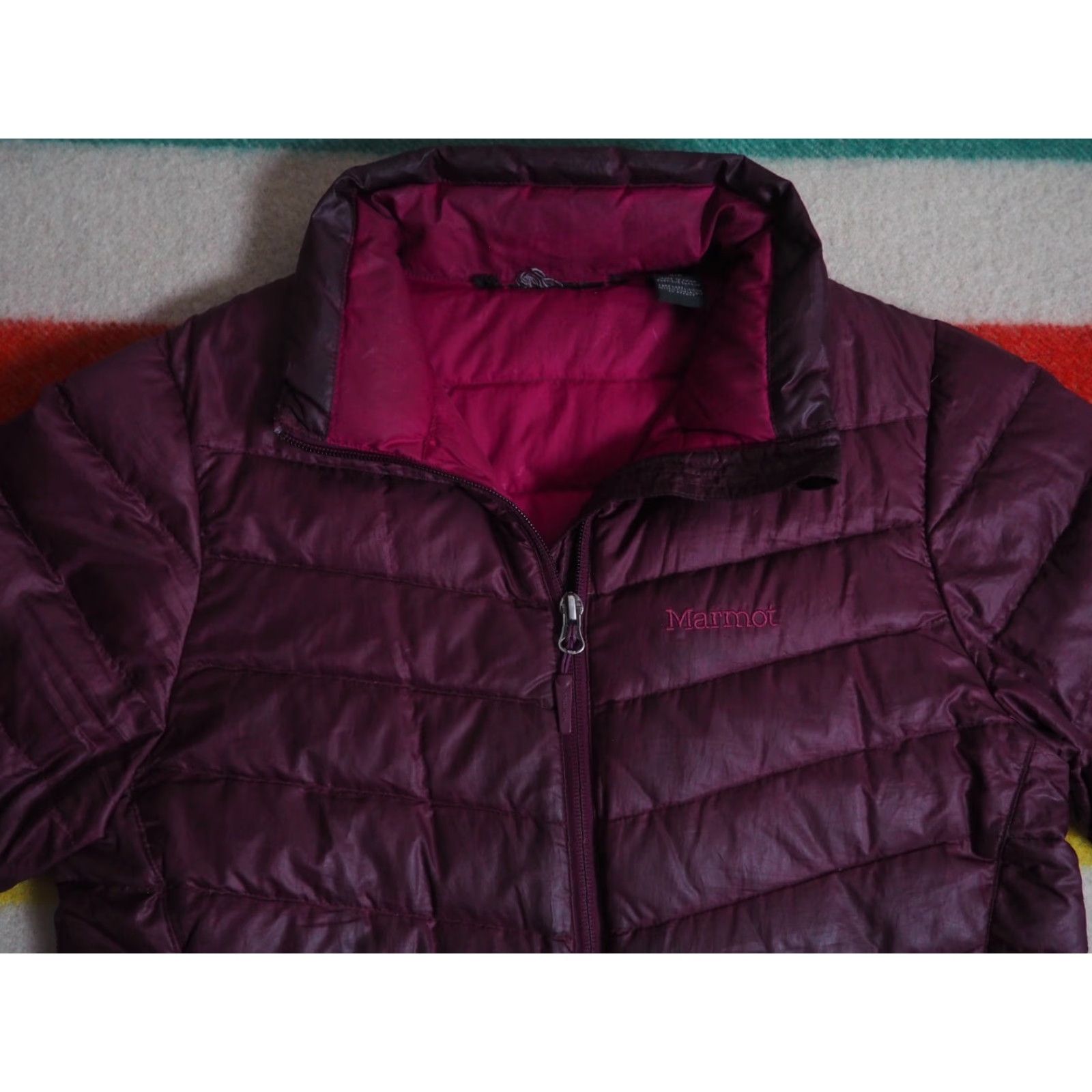 Marmot MARMOT Jacket Women S Plum Purple Goose Down Full Zip Logo Outdoor Hiking Puffer Size S / US 4 / IT 40 - 3 Thumbnail
