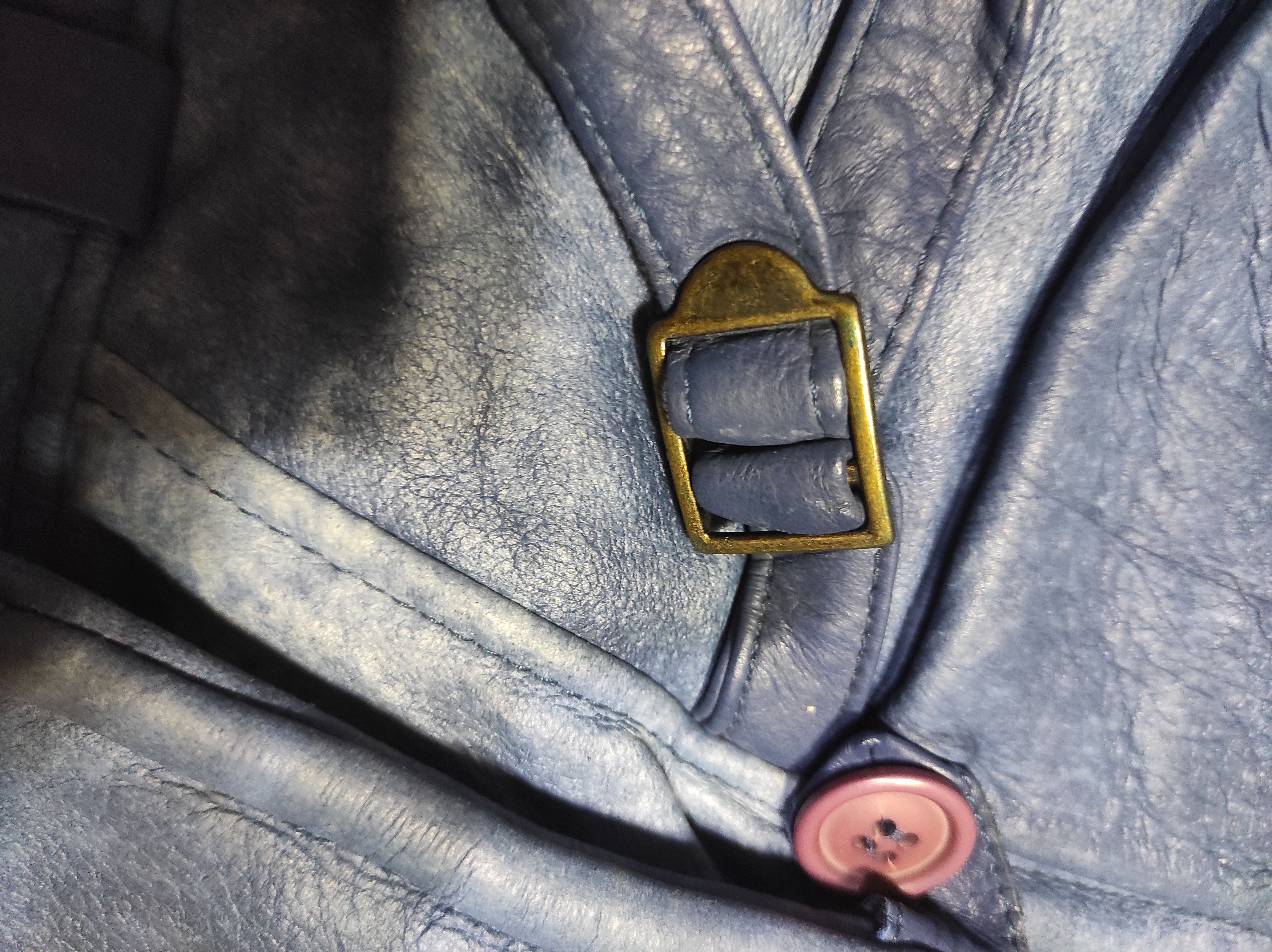 Leather Beautiful Antique Blue Z'ERGO Design Shearling Jacket Size US L / EU 52-54 / 3 - 11 Thumbnail
