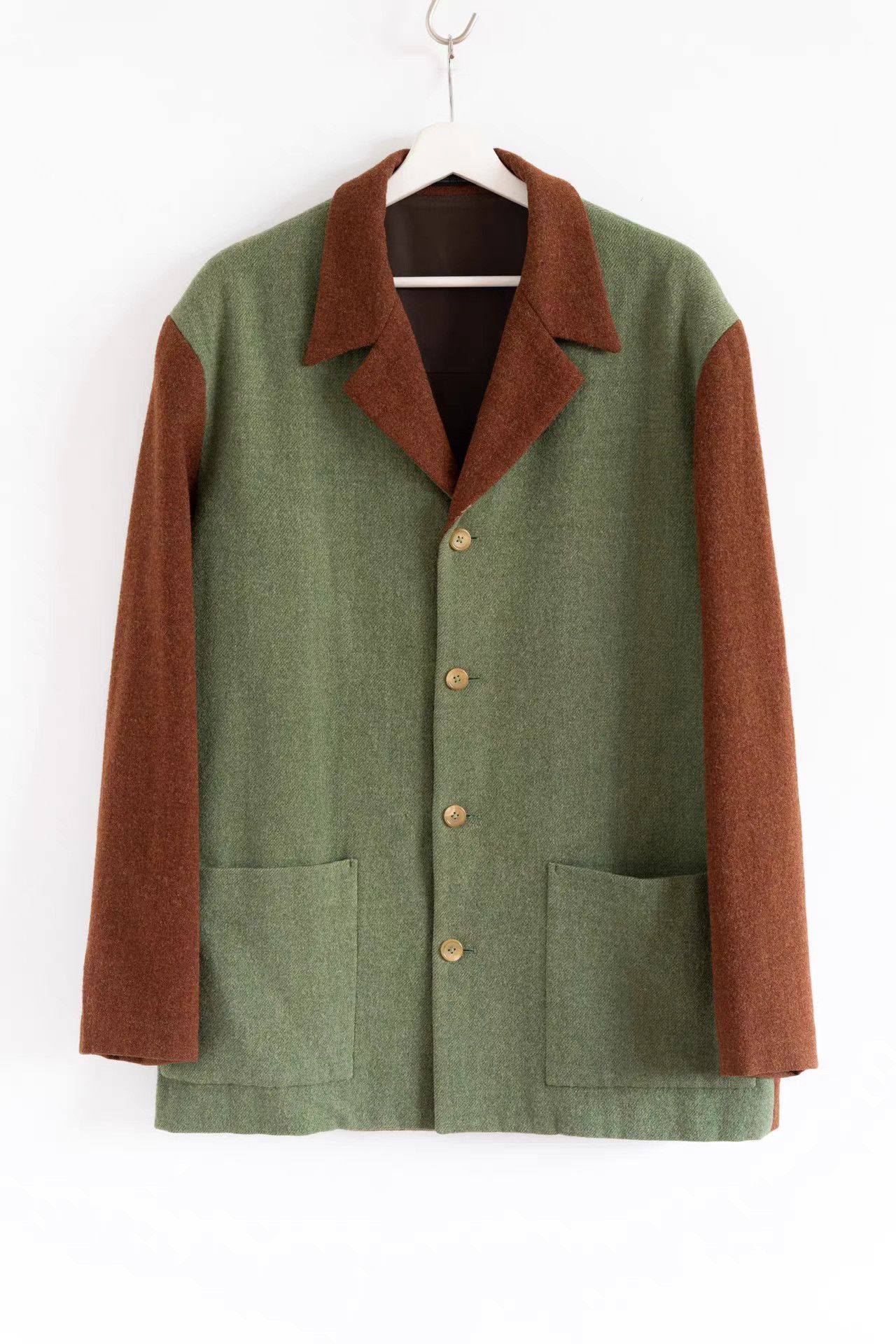 Yohji Yamamoto Yohji Yamamoto 90aw Brown & Green Color-Block Blazer K4 Size US M / EU 48-50 / 2 - 1 Thumbnail