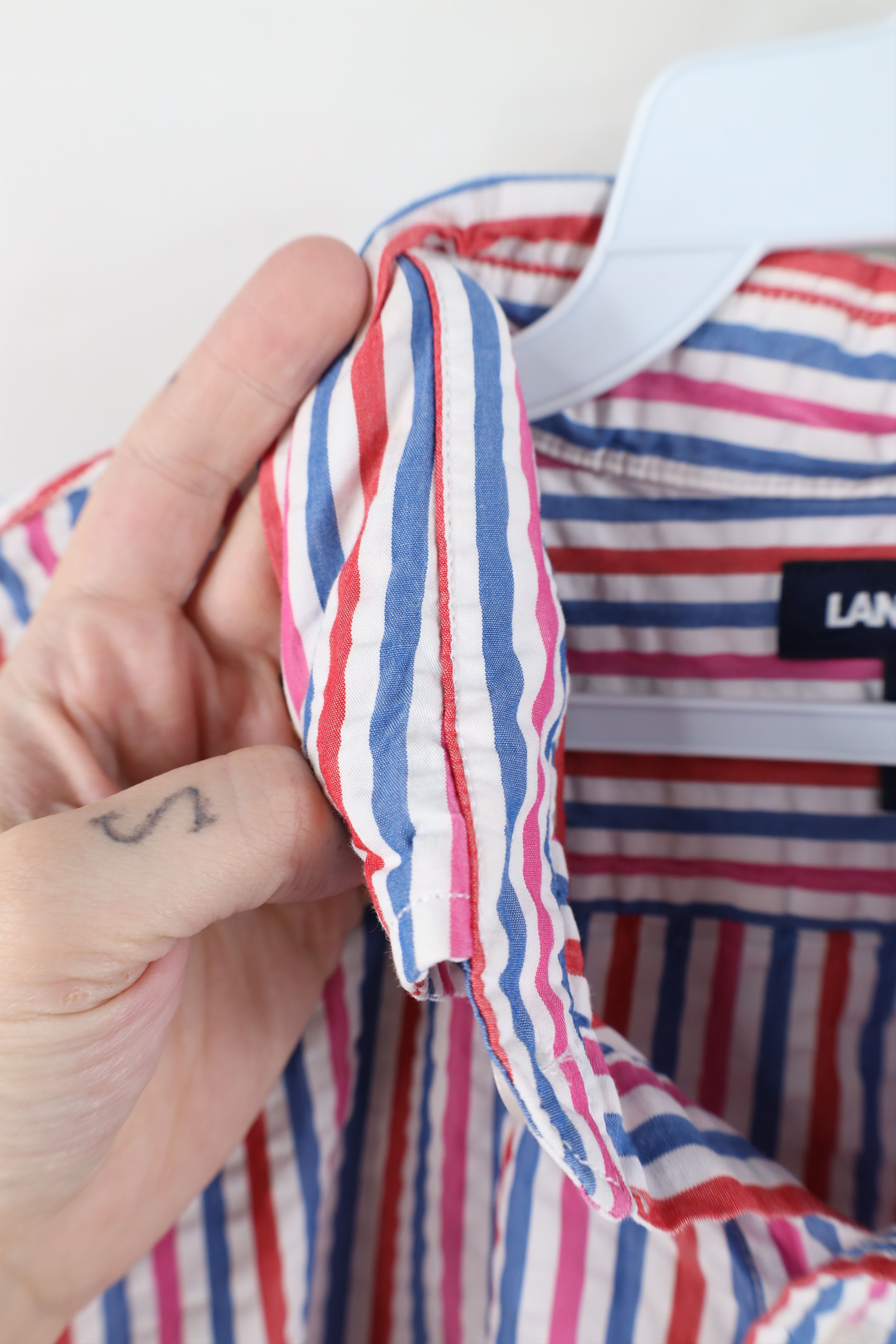 Lands' End Vintage Lands End Seer Sucker Short Sleeve Button Down Shirt Size US L / EU 52-54 / 3 - 6 Thumbnail