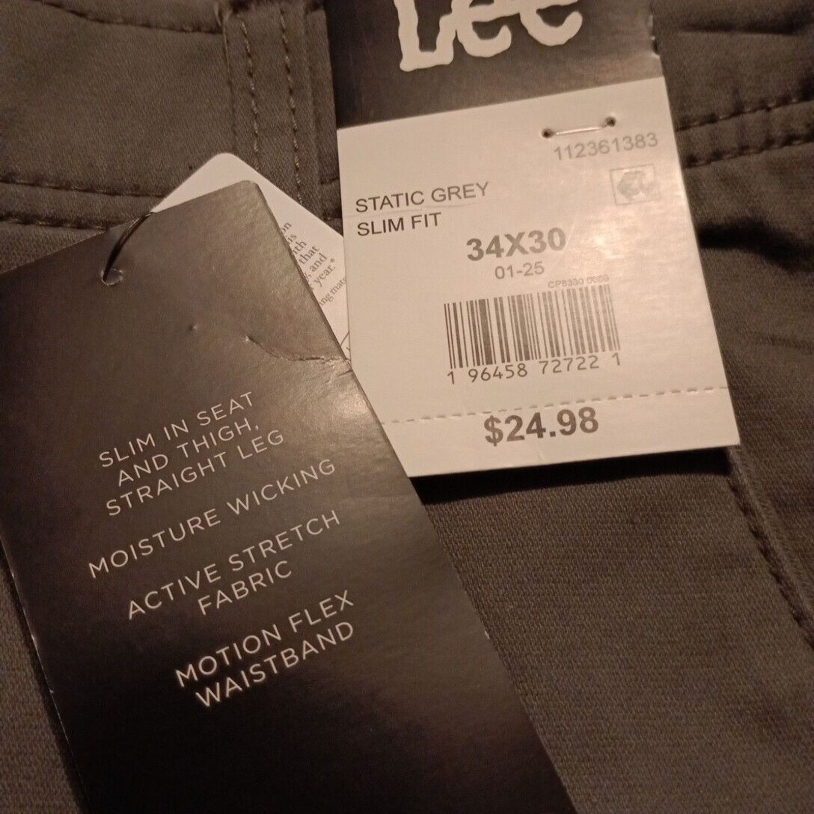 Lee Lee Chino Motion Flex Waistband Pants Men's 34x30 Gray Slim Size US 34 / EU 50 - 4 Thumbnail