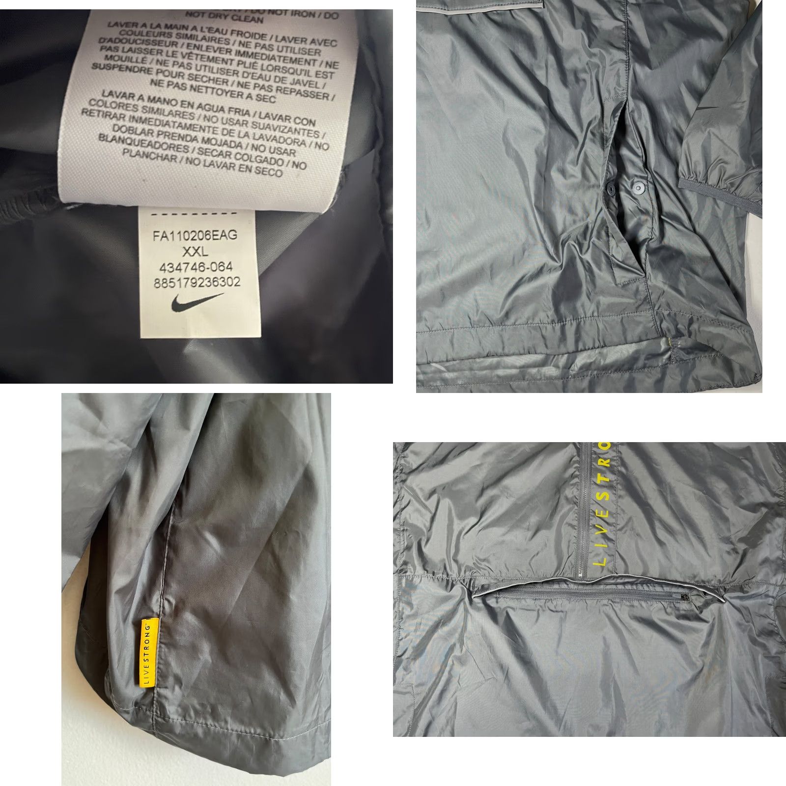 Nike NWT Men's Vintage Nike LiveStrong Anorak Pullover Hooded Jacket Sz XXL - Gray - Condition: New Size US XXL / EU 58 / 5 - 9 Thumbnail