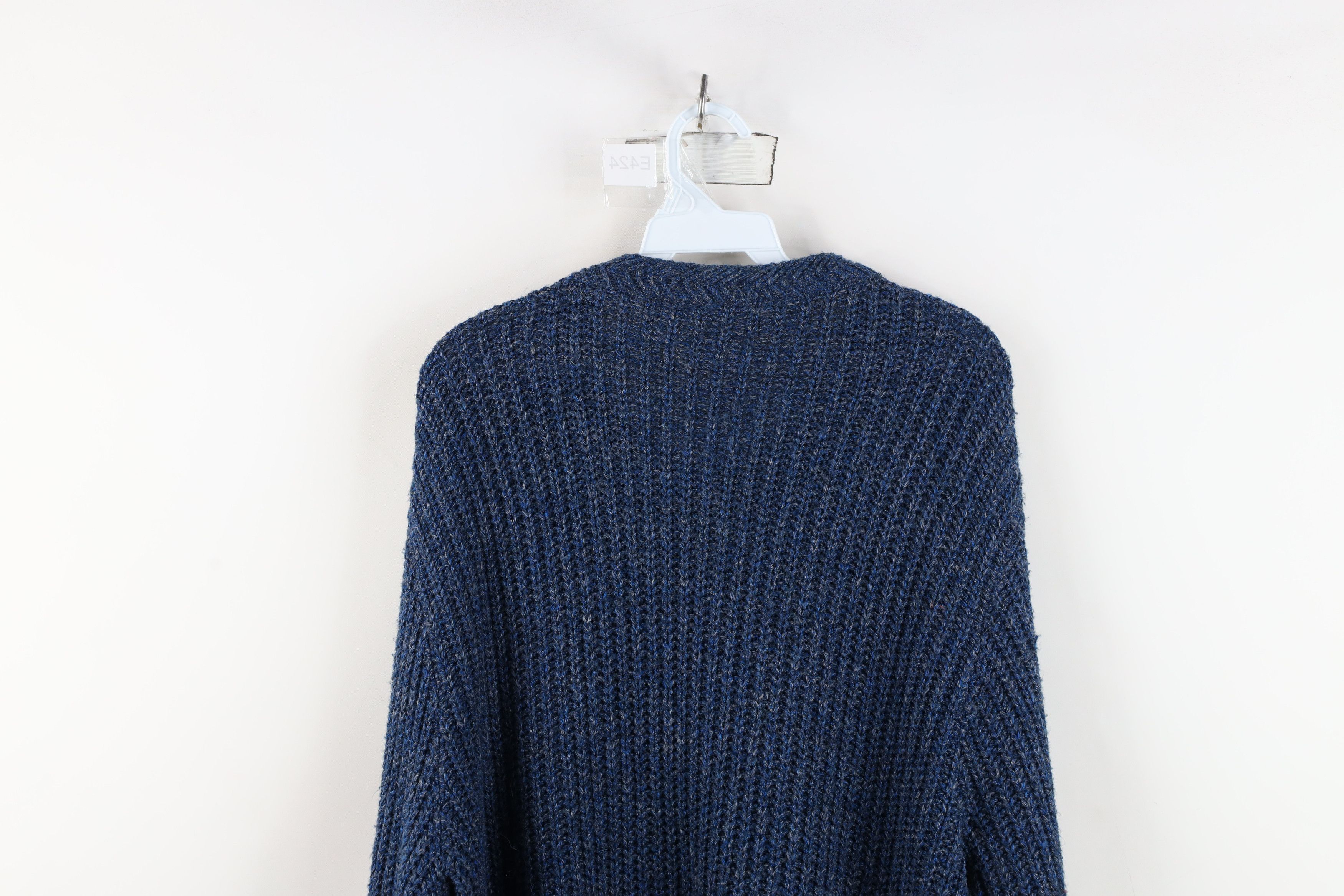 Vintage Vintage 90s Streetwear Ribbed Knit Crewneck Sweater Blue Size US L / EU 52-54 / 3 - 10 Thumbnail
