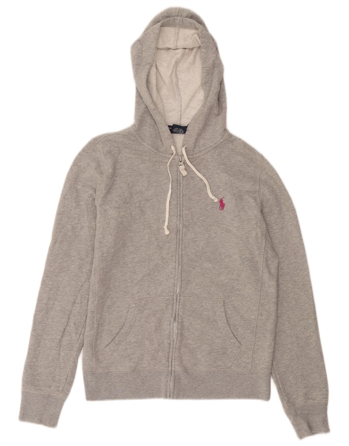 Ralph Lauren Womens Zip Hoodie Sweater UK 14 Medium Grey Cotton Size S / US 4 / IT 40 - 1 Thumbnail