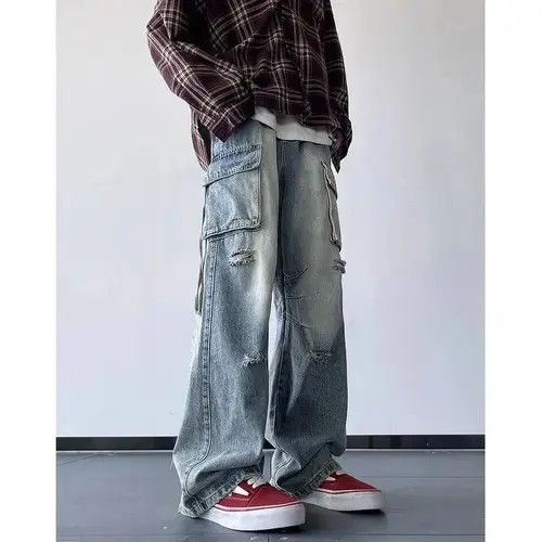Japanese Brand Ripped Holes Cargo jeans Size US 32 / EU 48 - 4 Thumbnail