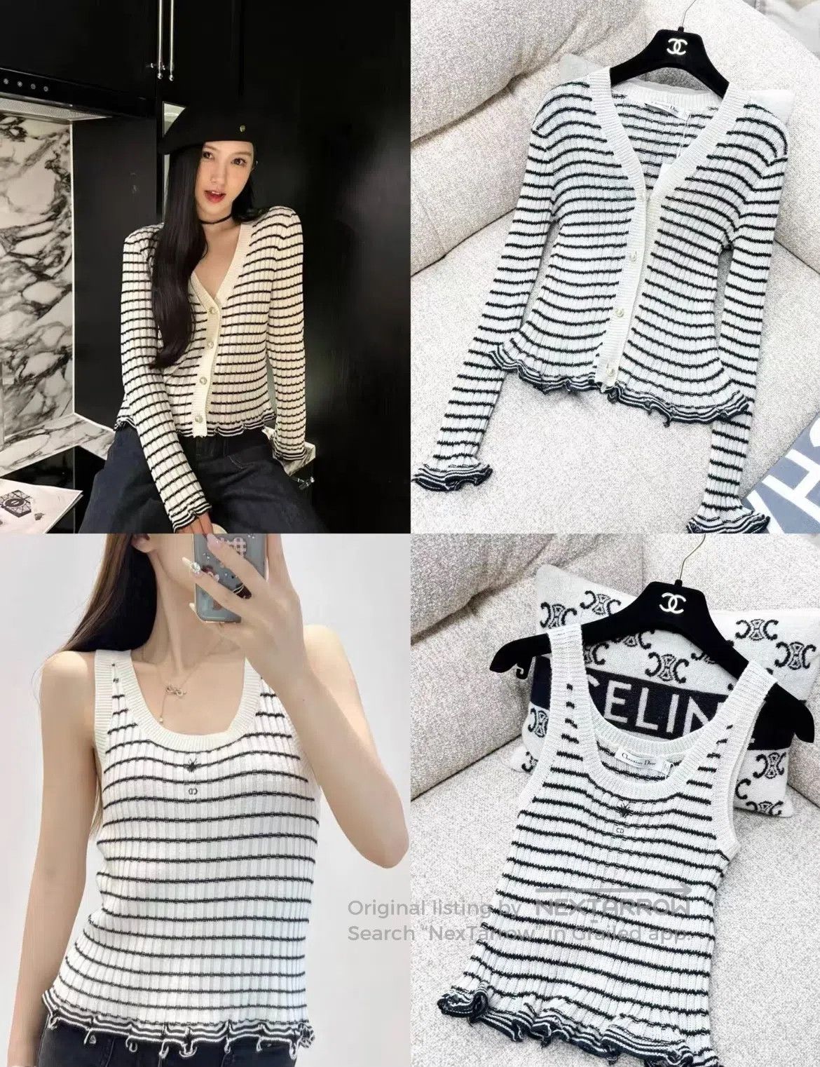 Dior Dior Striped design; little bee; knit cardigan| Size M / US 6-8 / IT 42-44 - 2 Thumbnail
