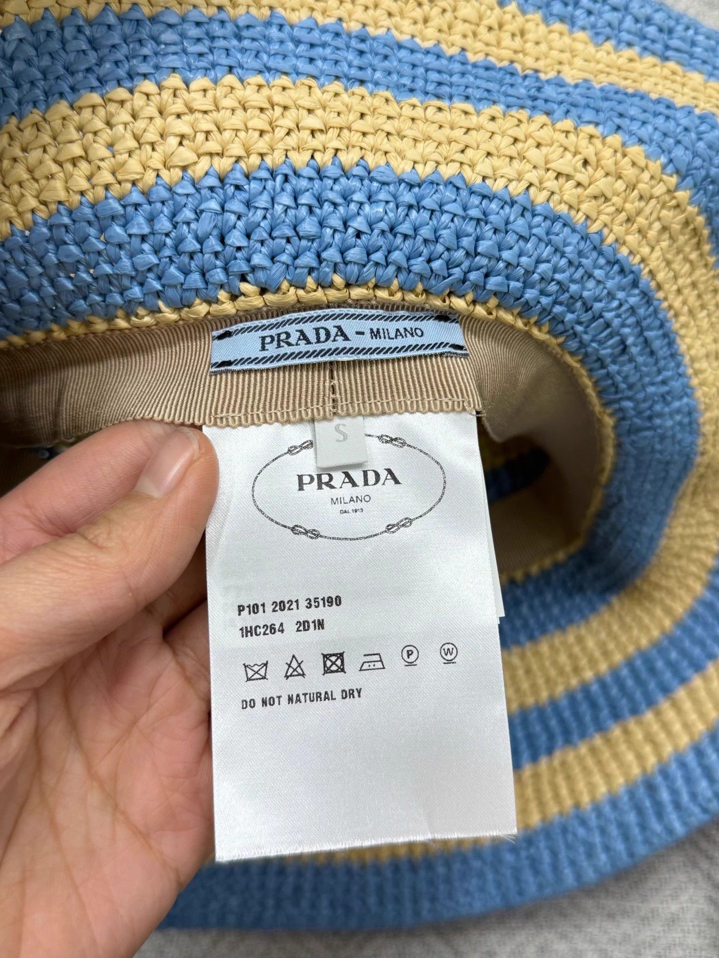 Prada Prada blue stripe straw fisherman hat S new Size ONE SIZE - 5 Thumbnail