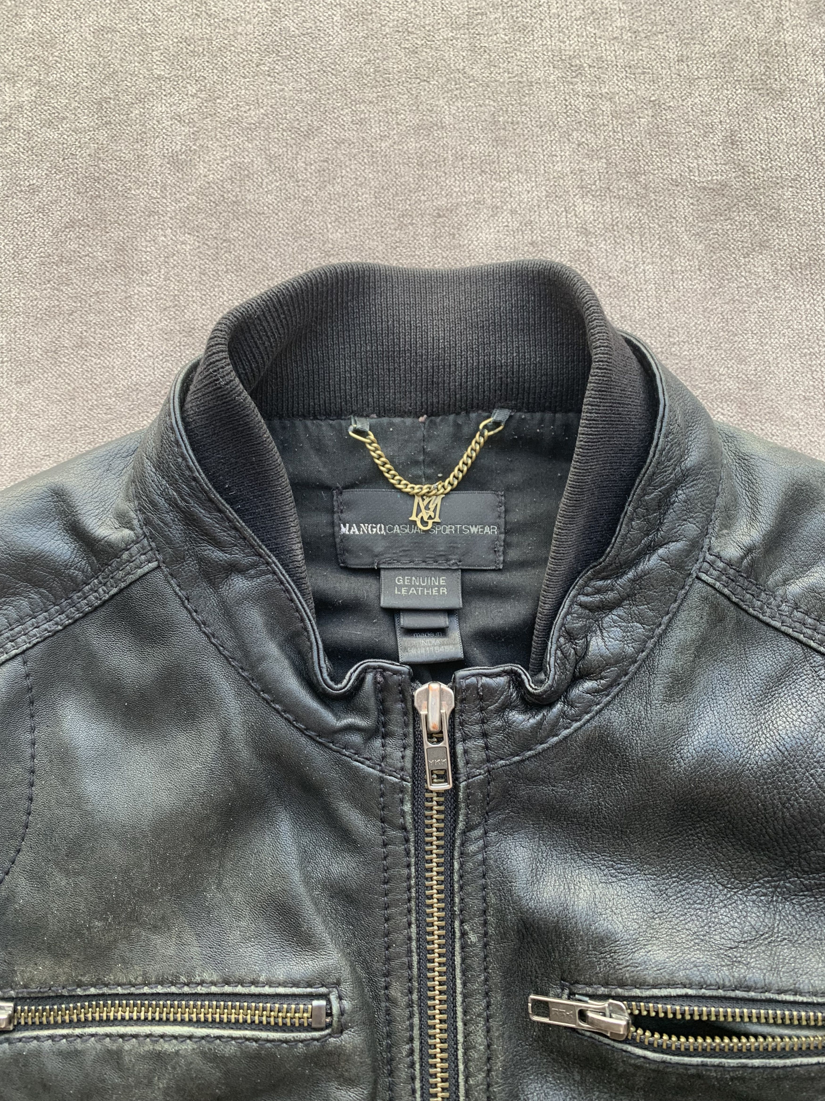 Mango Veste en cuir Mango Casual Sportswear – Taille L – Noire Size L / US 10 / IT 46 - 4 Thumbnail