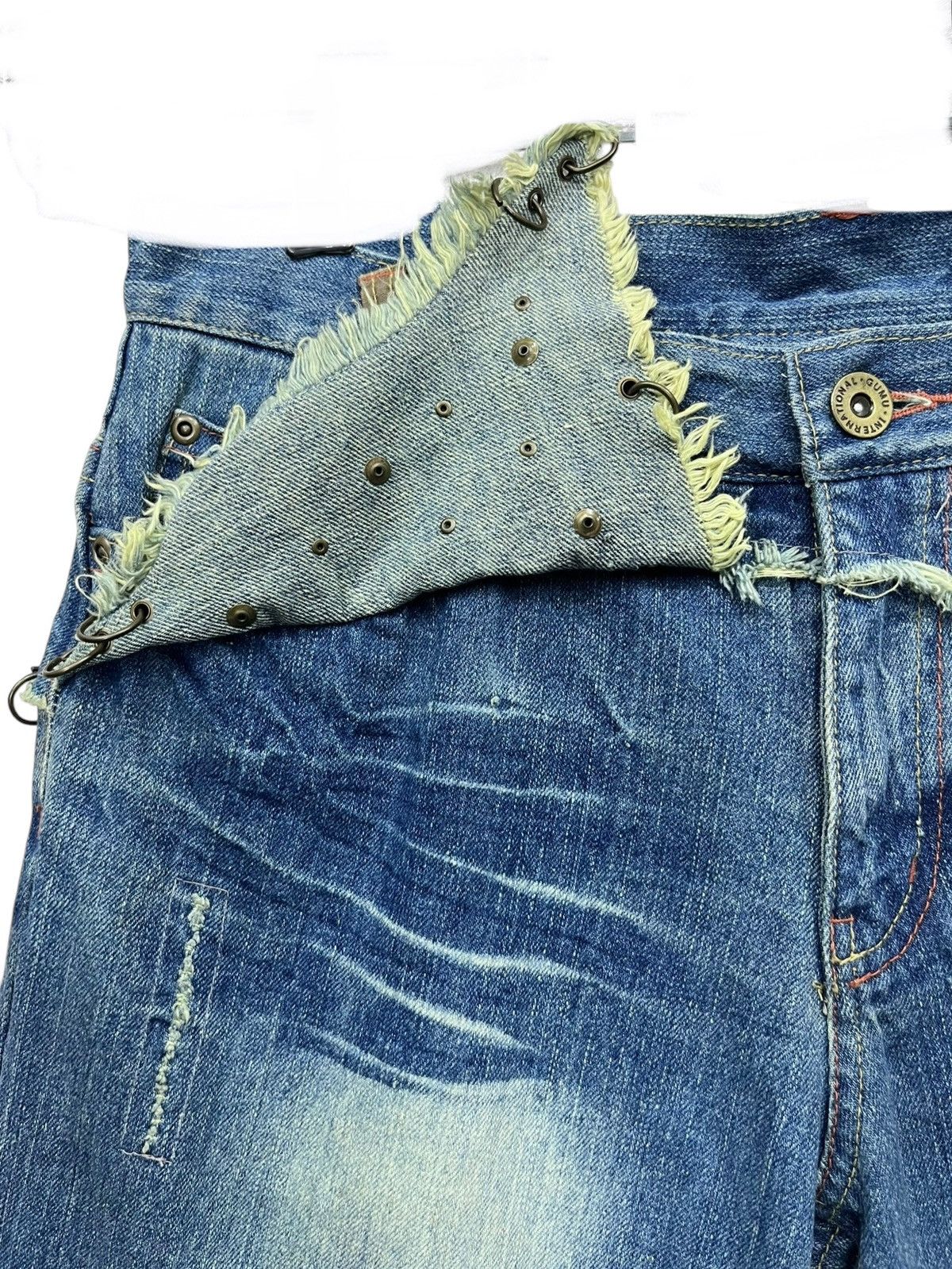 Grunt Style 🔥Grunge Studded Frayed Spliced Piercing Ripped Denim Shorts Size US 32 / EU 48 - 10 Thumbnail