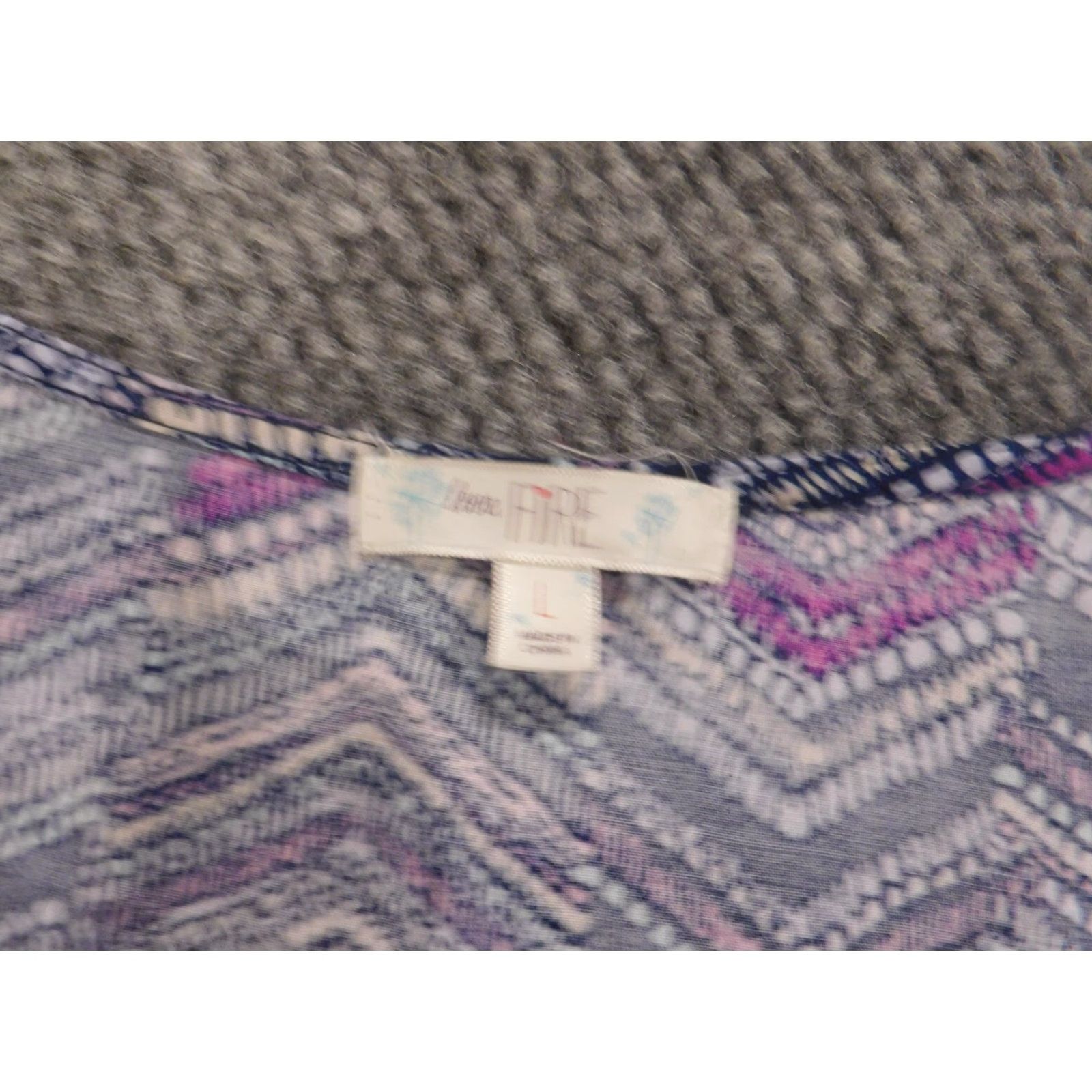 Vintage Love Fire Blouse L Women Blue Round Neck Long Sleeve Pullover Stretch Casual Regular Rayon Size L / US 10 / IT 46 - 4 Thumbnail
