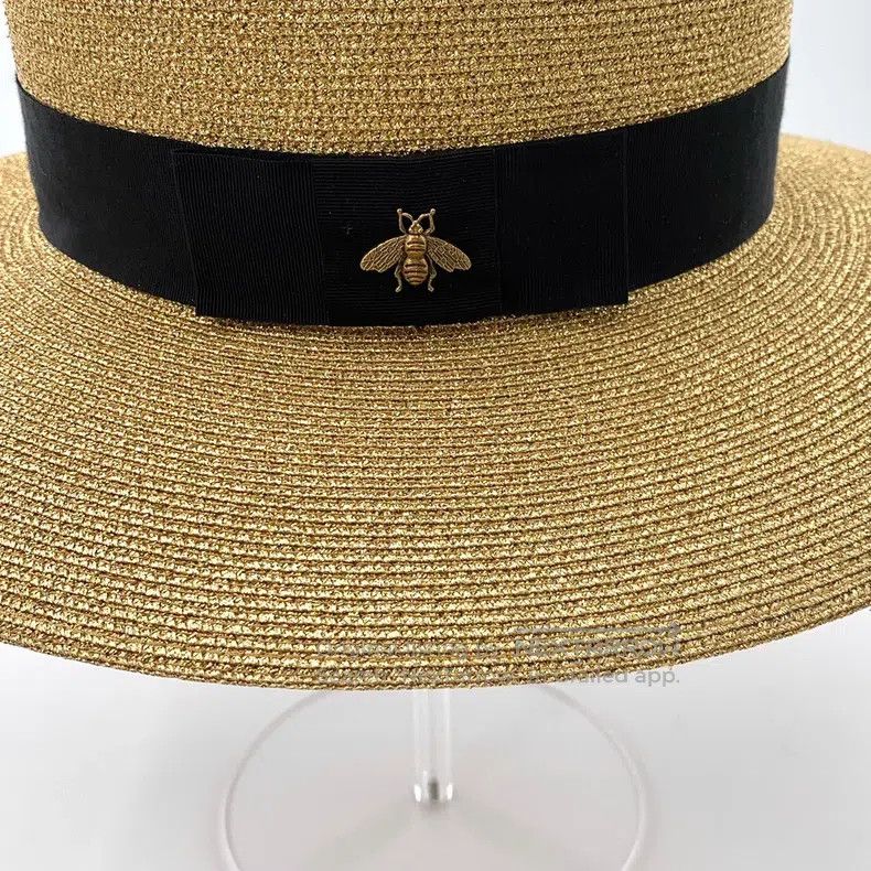 Gucci Gucci SizeXL Golden little bee woven fisherman's hat Size ONE SIZE - 7 Thumbnail