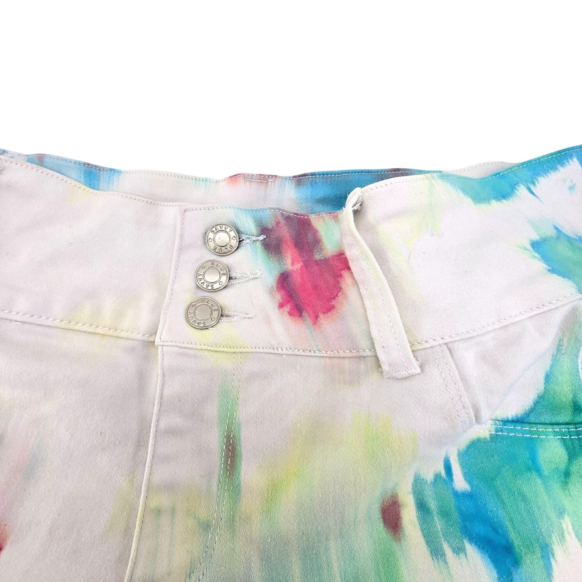 Other Tie-Dye Shorts Blue Savvy High-Waisted Juniors 3 Button Size Size 35" - 3 Thumbnail