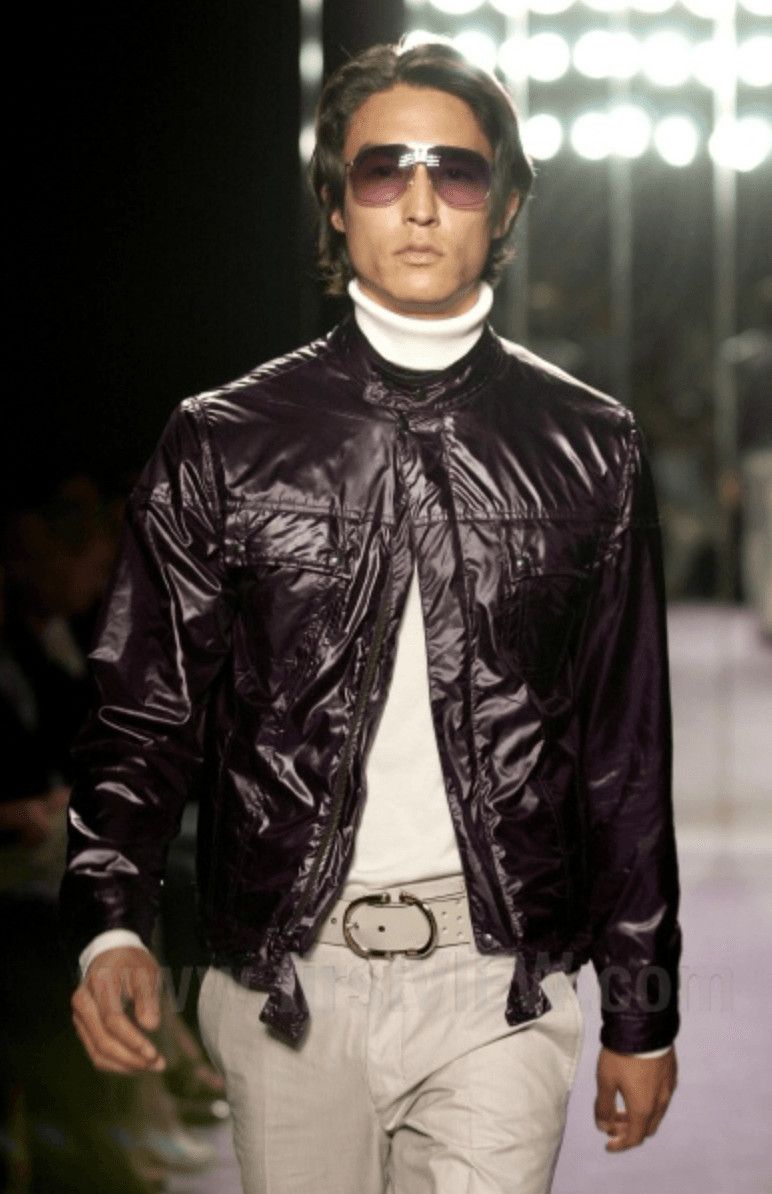 Yves Saint Laurent SS2004 Yves Saint Laurent Navy Shiny Cargo Jacket Size US M / EU 48-50 / 2 - 2 Thumbnail