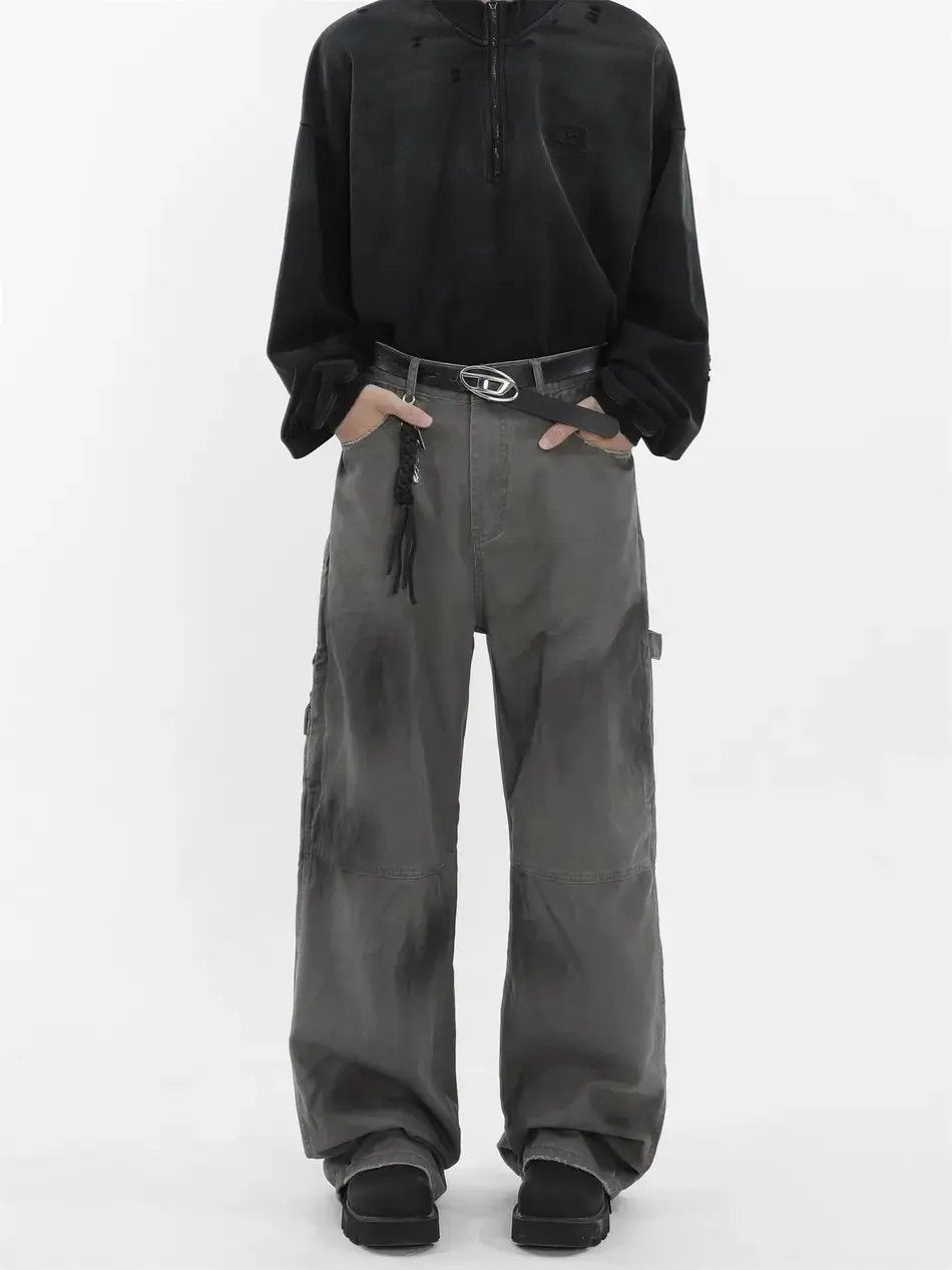 Japanese Brand Retro distressed dirty washed zippered jeans Size US 32 / EU 48 - 4 Thumbnail