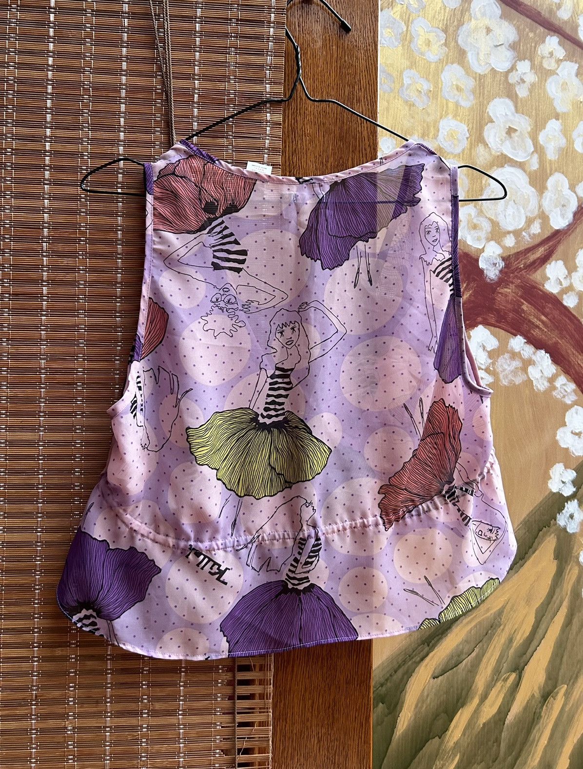 Miss Sixty × Vintage Killah by Miss Sixty Y2k Babydoll Printed Tie Up Sheer Top Size M / US 6-8 / IT 42-44 - 2 Thumbnail
