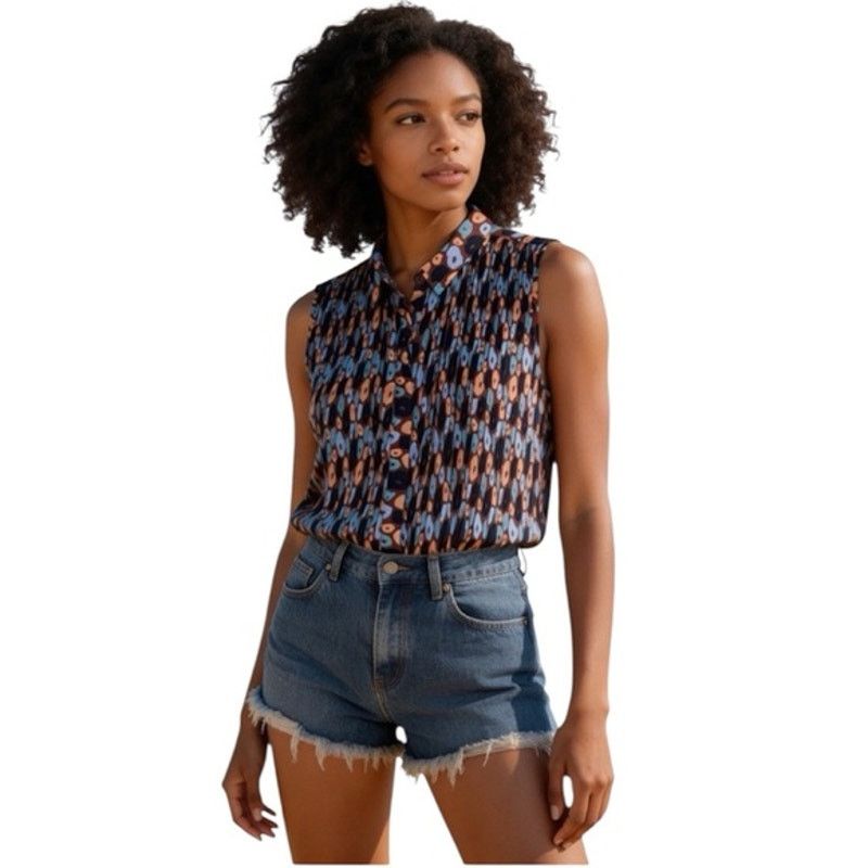 Wildfang Wildfang | Empower Plisse Flower Print Sleeveless Top | 1X Size XL / US 12-14 / IT 48-50 - 2 Thumbnail