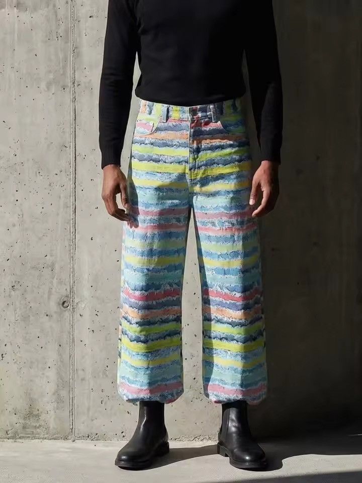 Japanese Brand 3D Striped Printed Pant Size US 29 - 5 Thumbnail