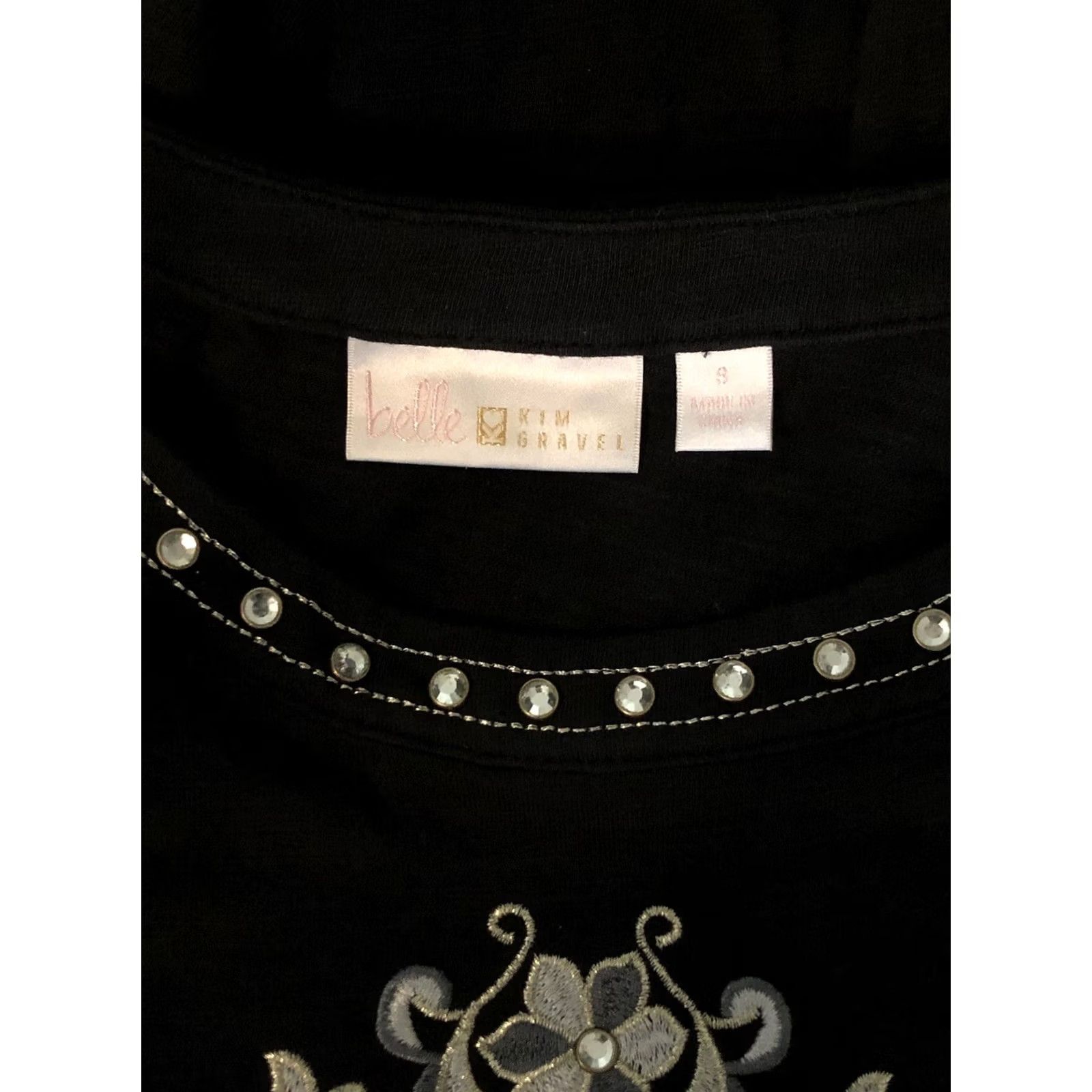 Vintage Kim Gravel Belle Tunic Top S Blk Gold Silver Embroidered 3/4 Flare Sleeve Blouse Womens Size S / US 4 / IT 40 - 4 Thumbnail