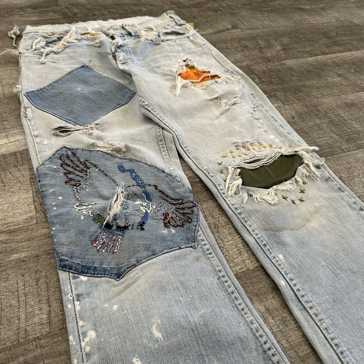Lee × Vintage 70s Lee Hippie Patchwork Bell Bottoms Size US 28 / EU 44 - 3 Thumbnail