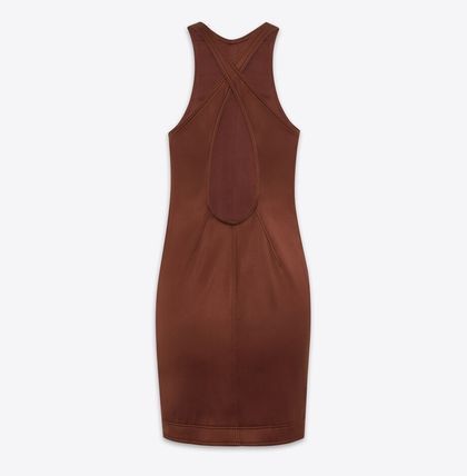 Saint Laurent Paris o1bcso1str1125 Cross Back Dress In Stretch in Brown Size S / US 4 / IT 40 - 2 Thumbnail