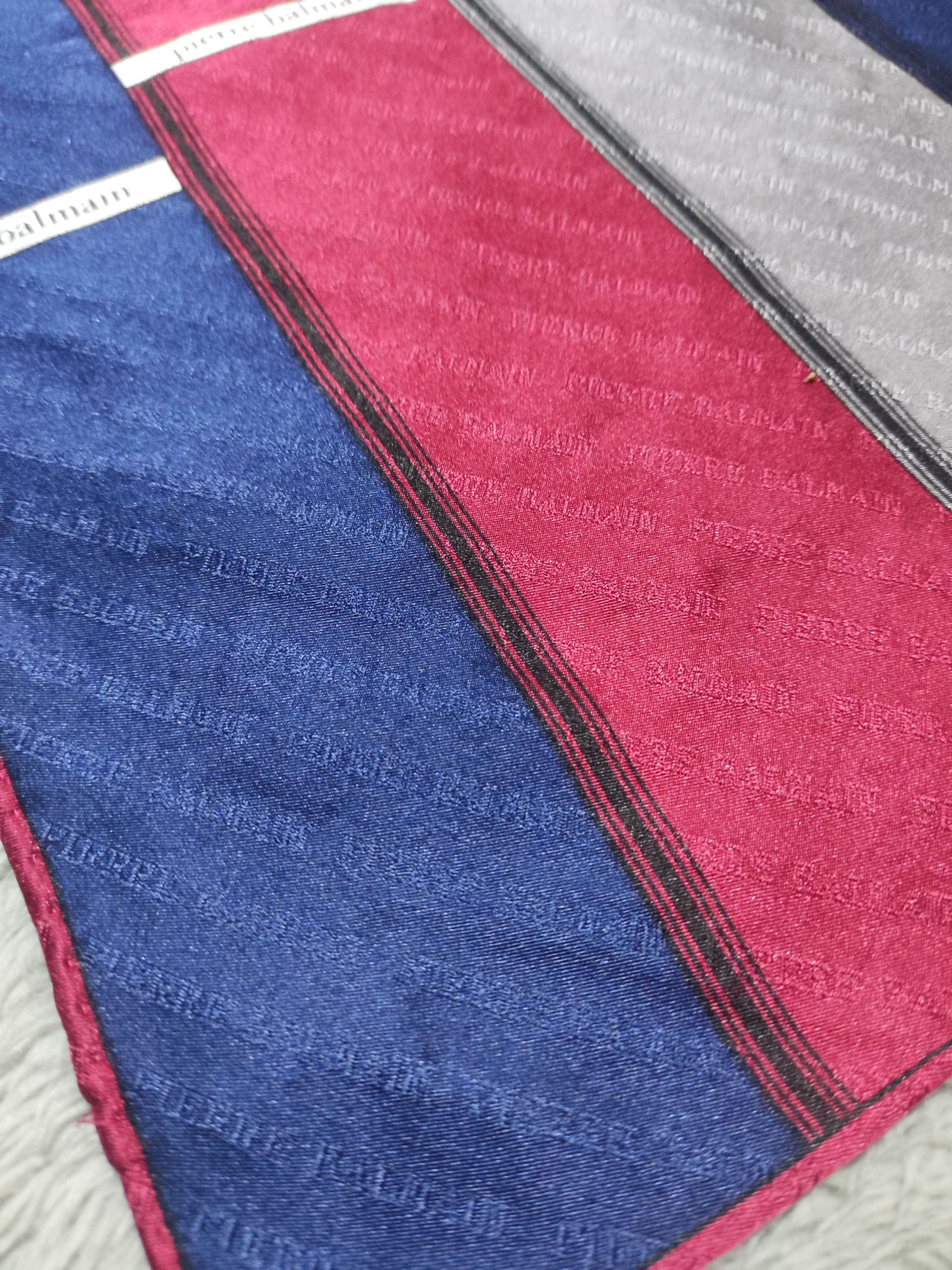 Pierre Balmain Pierre Balmain Paris Silk Scarf Monogram Jacquard Striped Size ONE SIZE - 4 Thumbnail