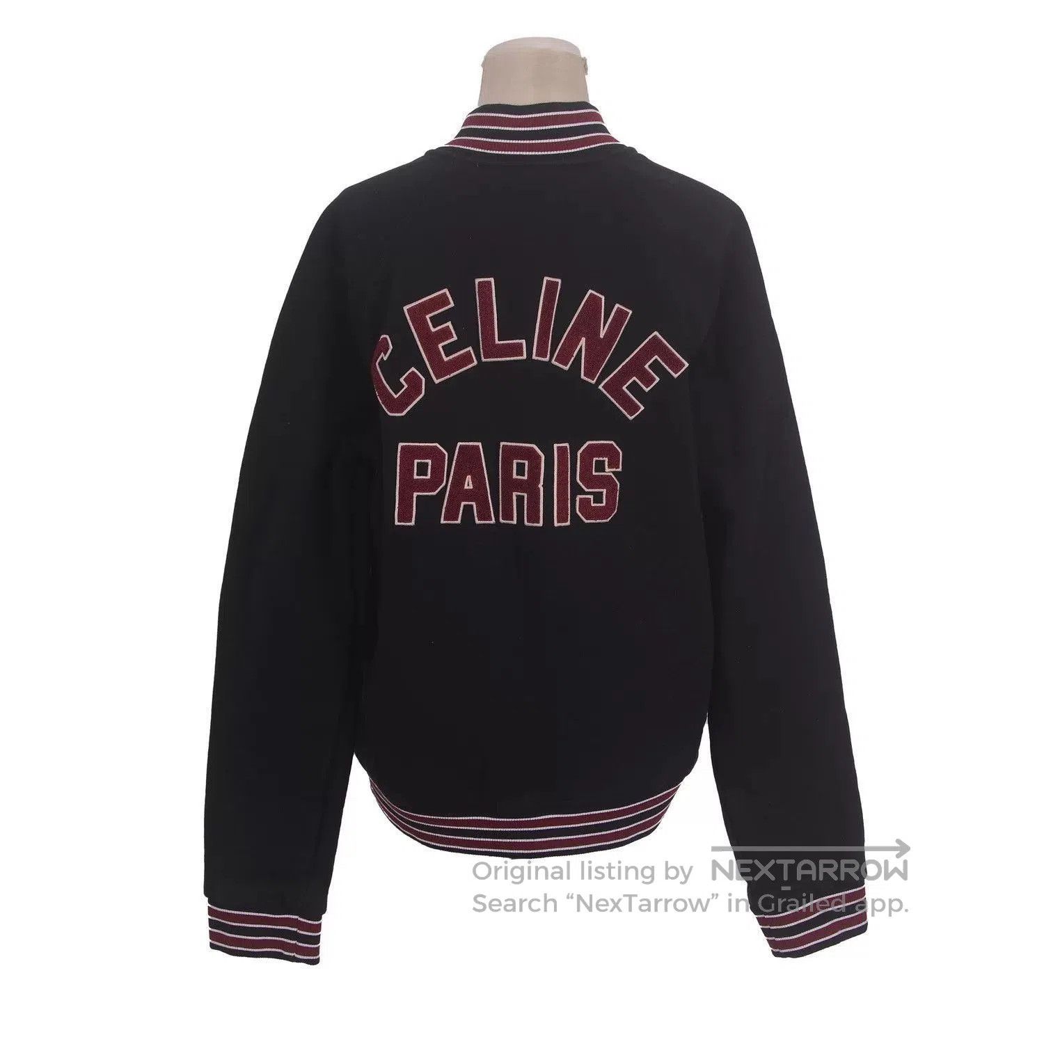 Celine Black Letterman Jacket with Ribbed Trim. Size US L / EU 52-54 / 3 - 2 Thumbnail