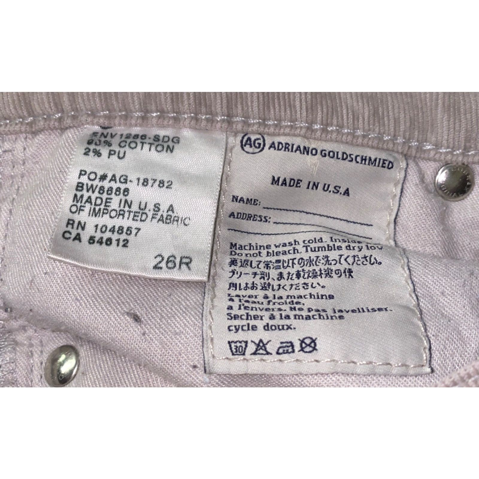 Vintage VINTAGE? No. Wait: The item is AG Adriano Goldschmied The Stevie Slim Straight Pants Beige 26R 28in Inseam Mens Cord Slim Straight. Size 26" / US 2 / IT 38 - 6 Thumbnail