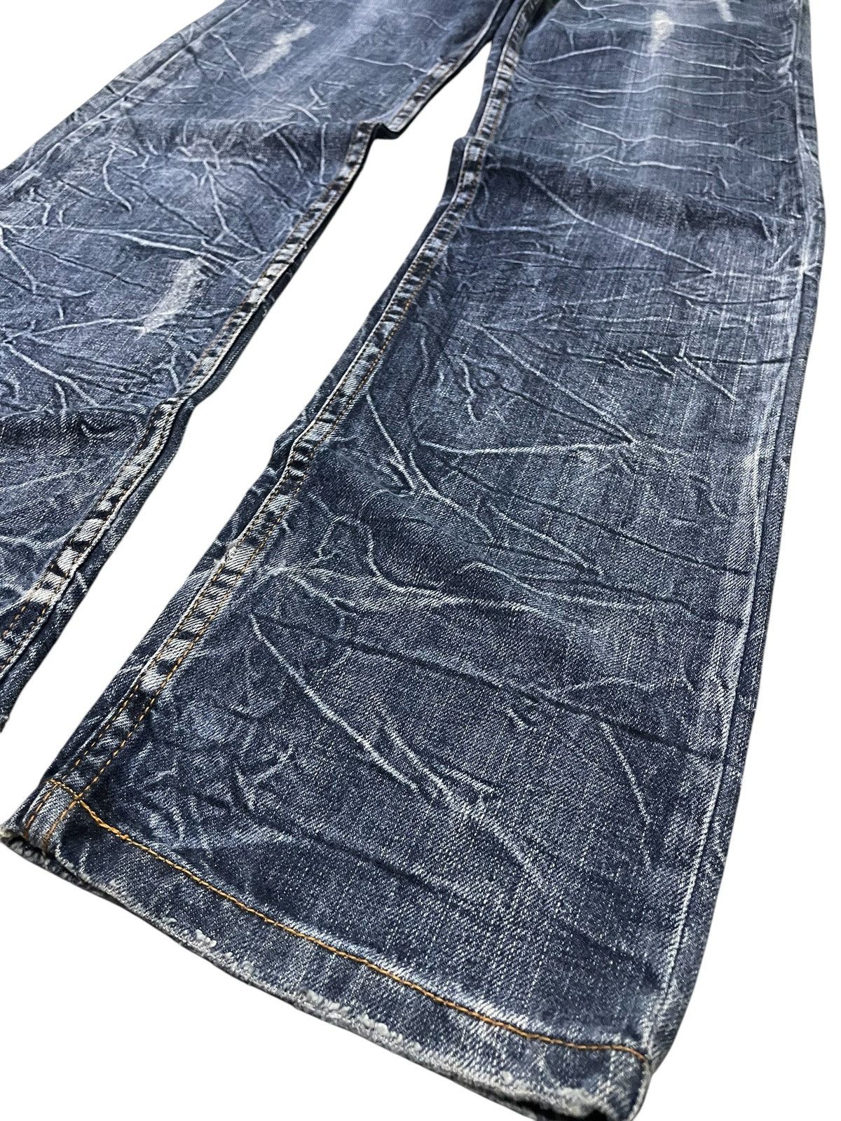 Hysteric Glamour × Japanese Brand Nylaus Japan Cracked Shadow Wash Double Waist Jeans Size US 30 / EU 46 - 6 Thumbnail