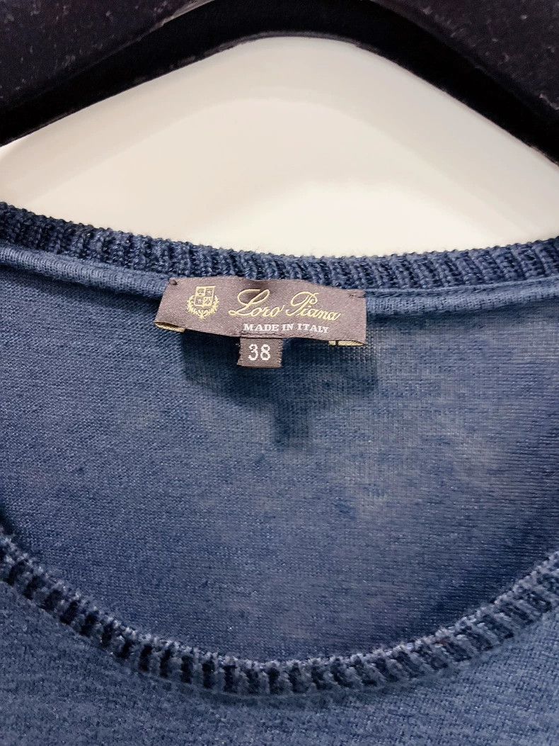 Loro Piana Loro Piana Dark blue cotton linen knitted short-sleeved T-s Size XS / US 0-2 / IT 36-38 - 7 Thumbnail