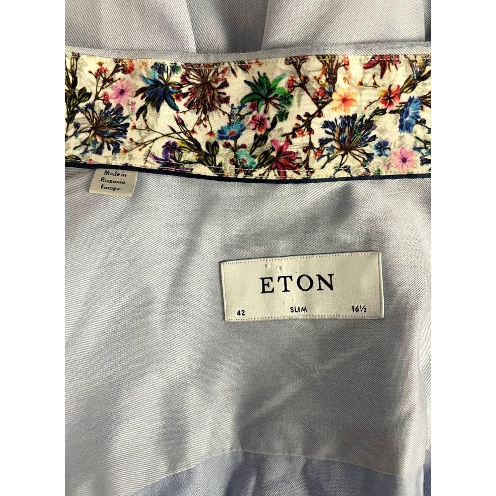 Eton Eton Shirt Mens 42 Light Blue Slim Fit Casual Size Cotton Long Sleeve Button Size US XL / EU 56 / 4 - 3 Thumbnail