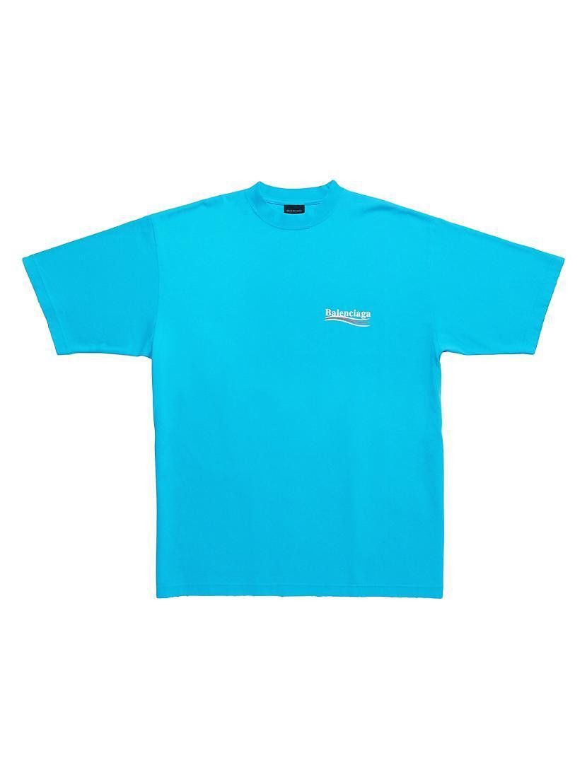 image of Balenciaga O1W1Db10524 Political Campaign Large Fit T-Shirt In Blue, Women's (Size Medium)