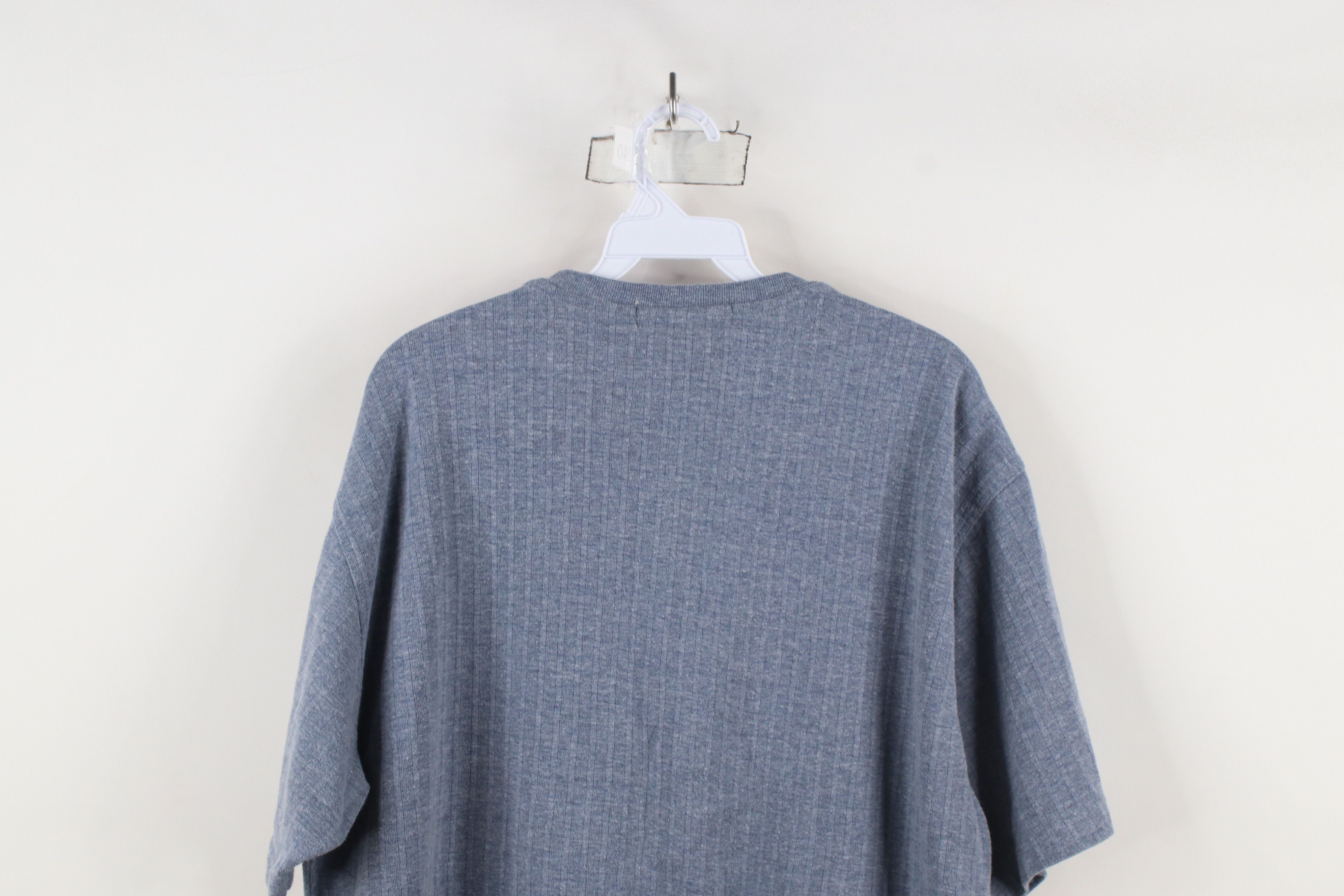 Vintage Vintage 90s Streetwear Striped Knit Henley T-Shirt Blue Size US XL / EU 56 / 4 - 8 Thumbnail