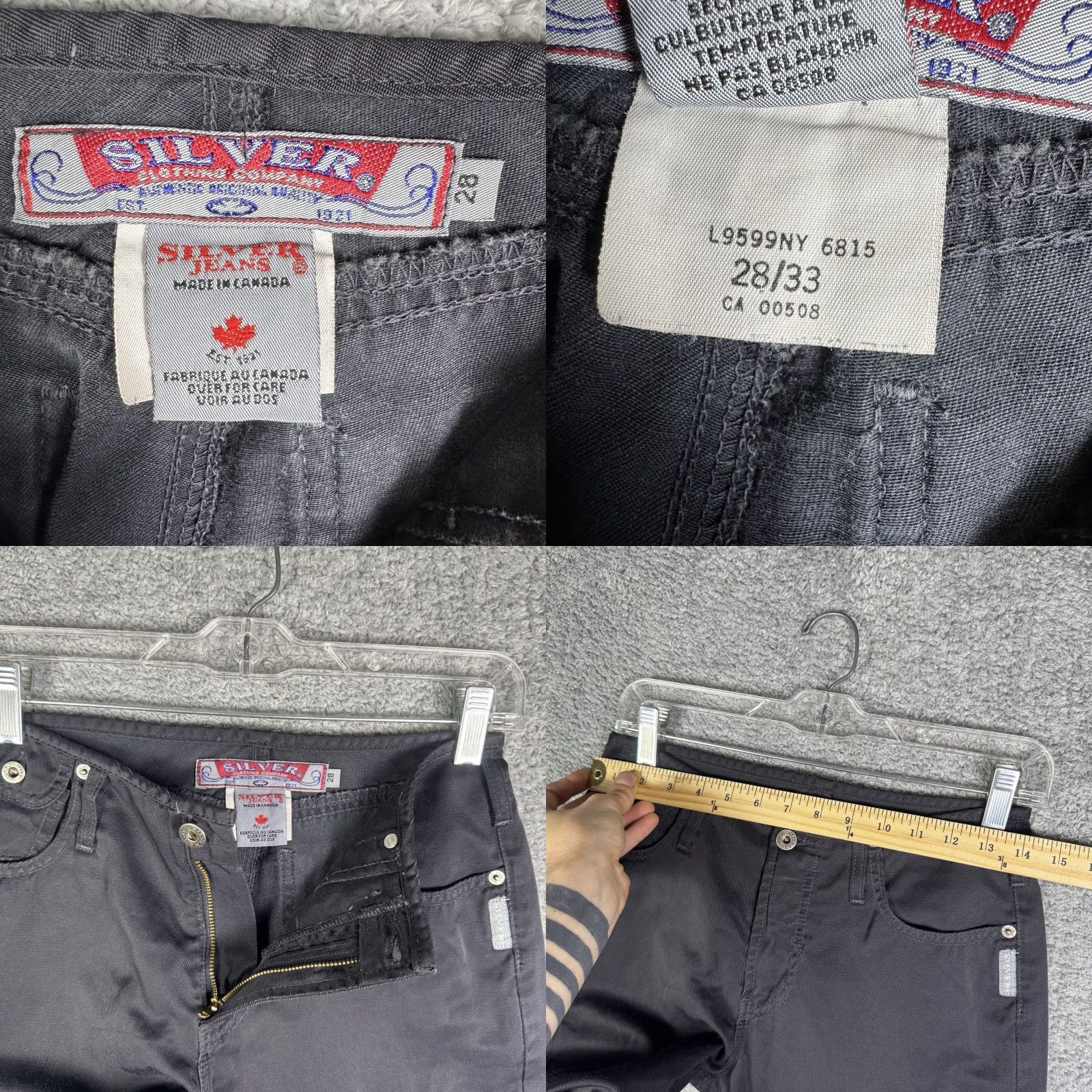 Silver Jeans Co. VINTAGE Silver Jeans Pants Womens 28x33 Cargo Bootcut 28 Black Cotton Canvas City Punk Retro Hippie Grunge Canada Mens Womens Boys Girls Size 28" / US 6 / IT 42 - 8 Thumbnail