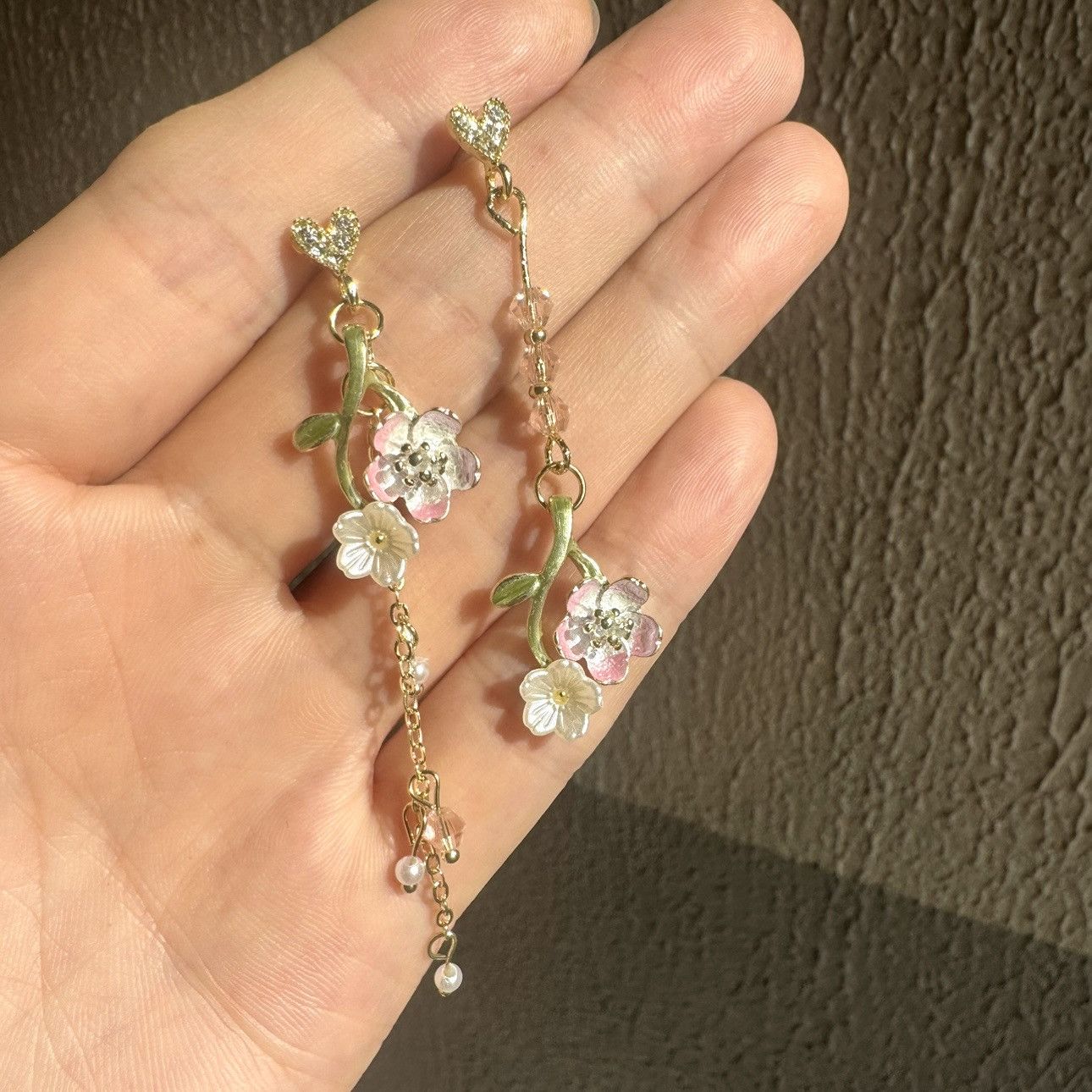 Other Flower Dangle Drop Earrings for Women Asymmetry Design Size ONE SIZE - 3 Thumbnail