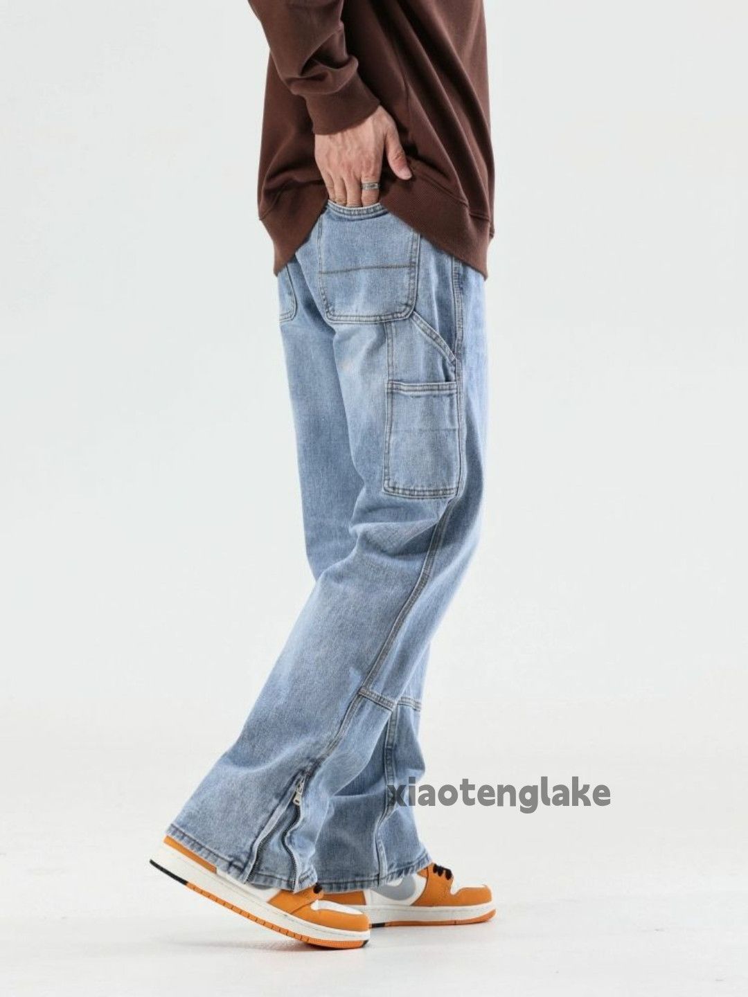 Jean × Vintage washed faded utility carpenter workwear zipper jeans Size US 32 / EU 48 - 5 Thumbnail