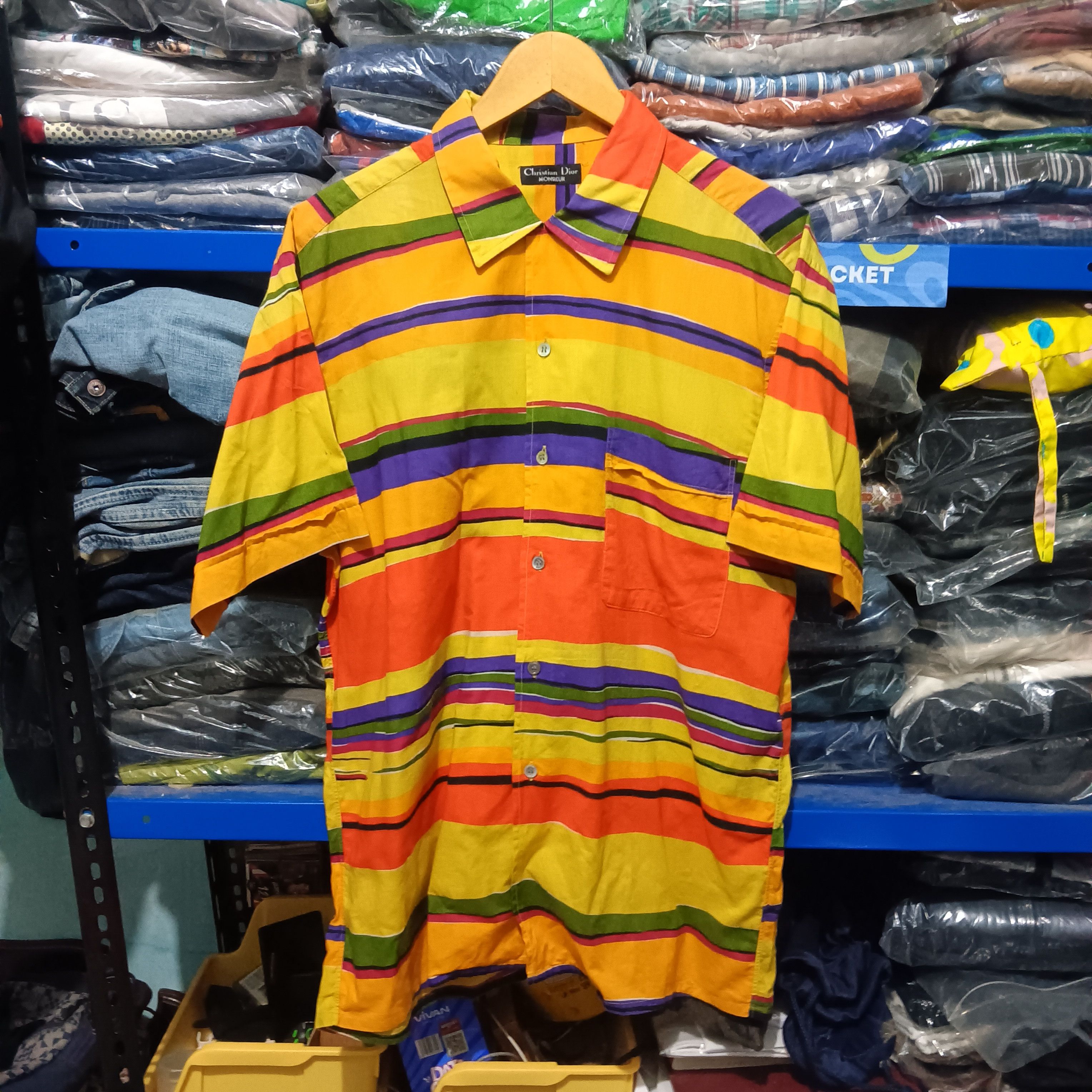 Christian Dior Monsieur × Vintage Vintage christian dior monsieur strip shirt button up Size US L / EU 52-54 / 3 - 1 Thumbnail