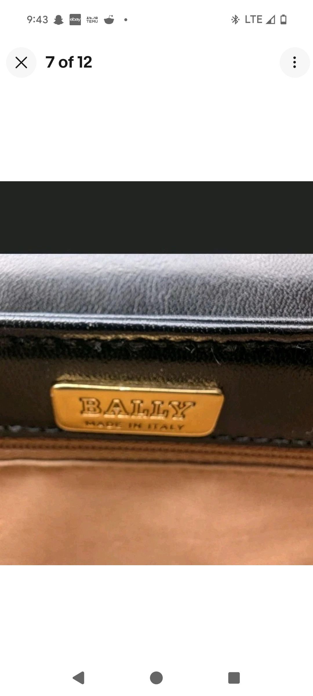 Bally Vintage Calfskin Leather Black Crossbody Bag Excellent Cond Size ONE SIZE - 11 Thumbnail