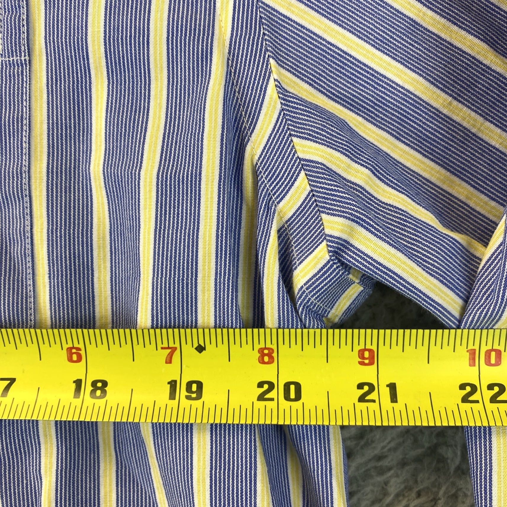 Nautica Nautica Dress Shirt Men 15 32/33 Blue Yellow Striped Cotton Pocket / 72-3 Size 40R - 6 Thumbnail