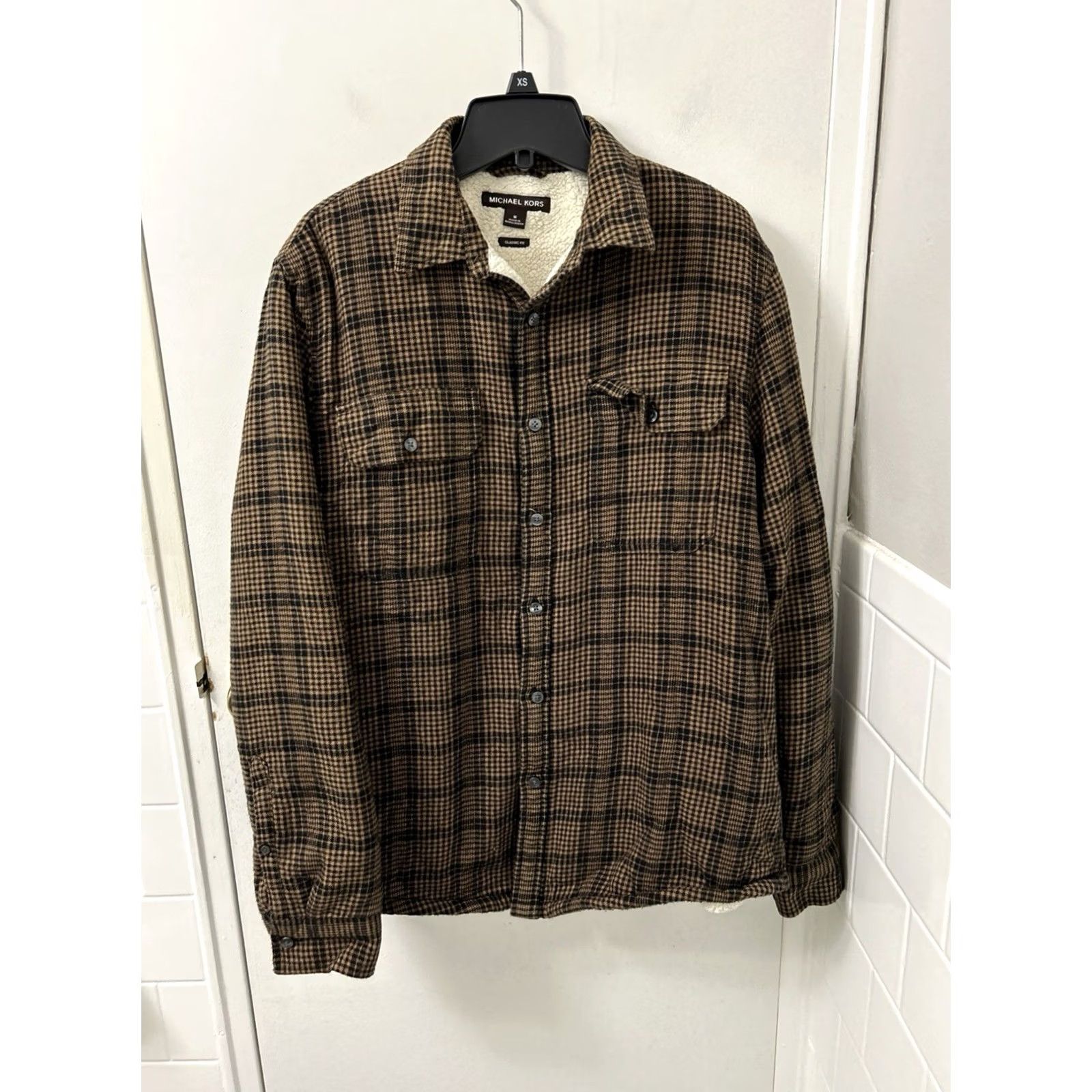 Michael Kors Michael Kors Shirt Jacket Mens M Brown Plaid Sherpa Lined Classic Shirt Jacket Size US M / EU 48-50 / 2 - 2 Thumbnail