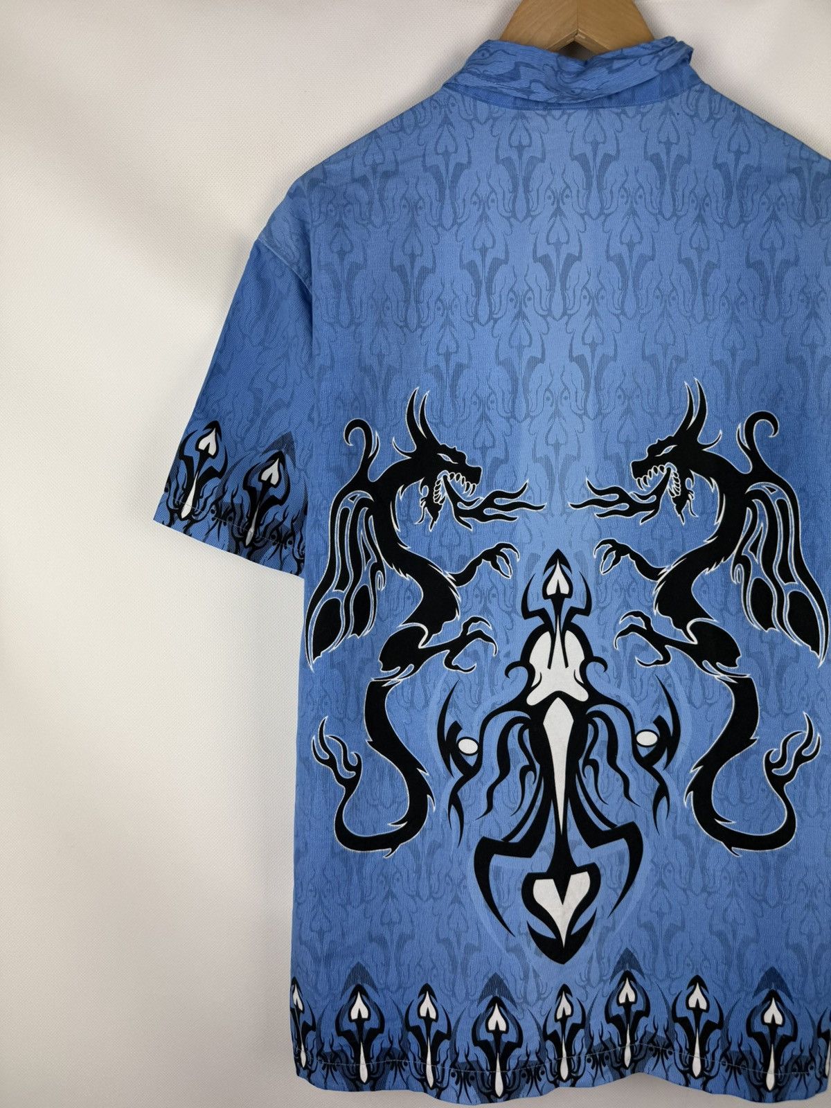 Other Fishbone Tribal Dragon Overprinted Y2K Crazy Button Up Shirt Size US L / EU 52-54 / 3 - 18 Thumbnail