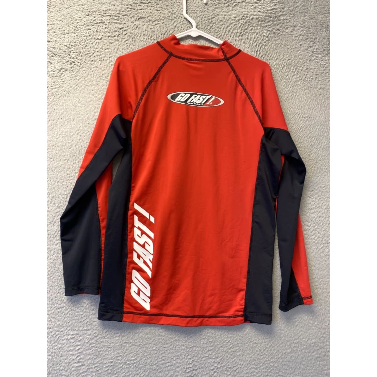 Vintage GO FAST Shirt Compression Long Sleeve Go Fast 2XL Adult Red Solid Gym & Training Activewear Mens T-Shirt Size US XXL / EU 58 / 5 - 6 Thumbnail