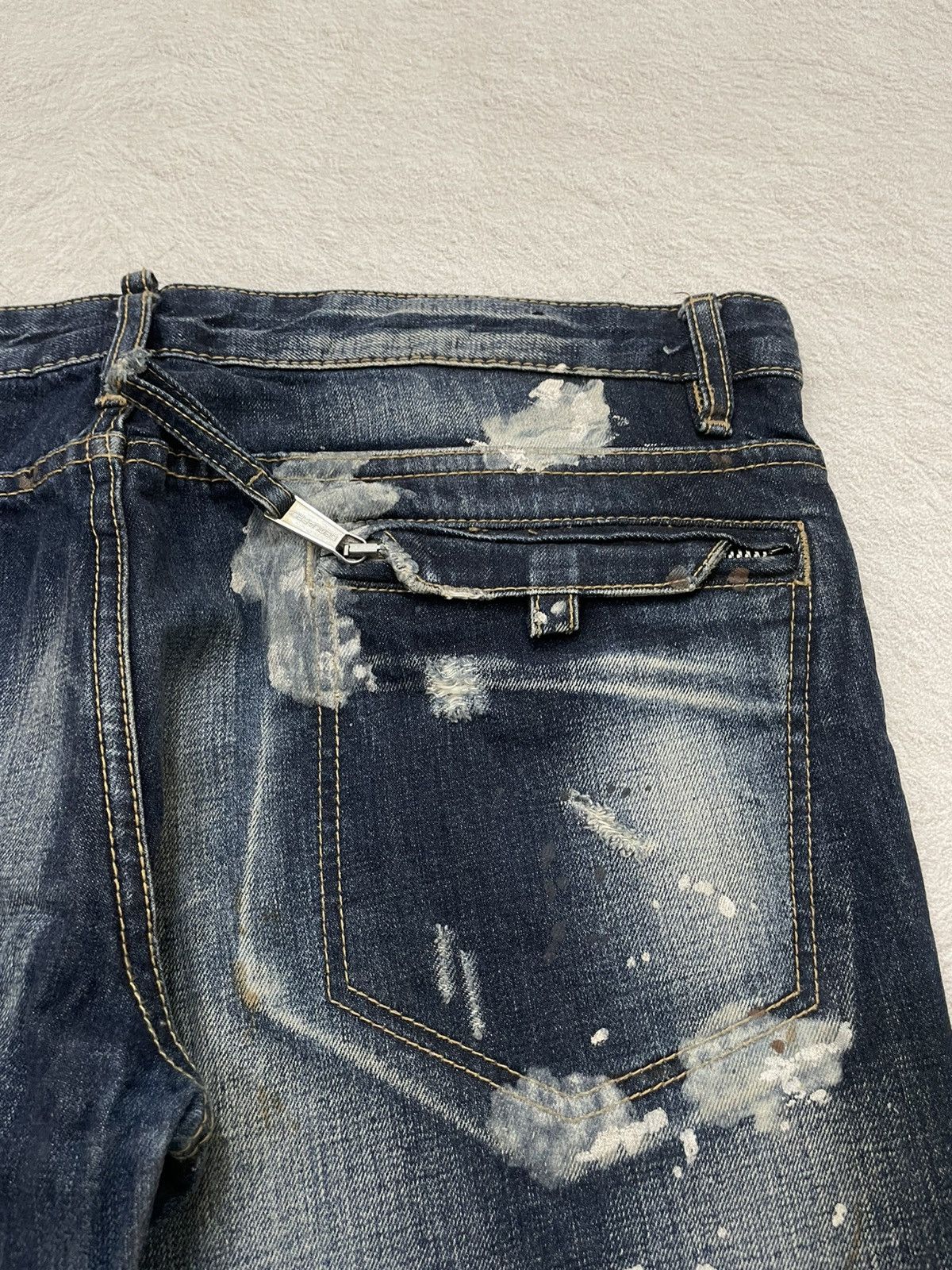 Japanese Brand Dsquared Heavy Distressed Denim Paint Splatter Dirty Washed Size US 37 - 11 Thumbnail