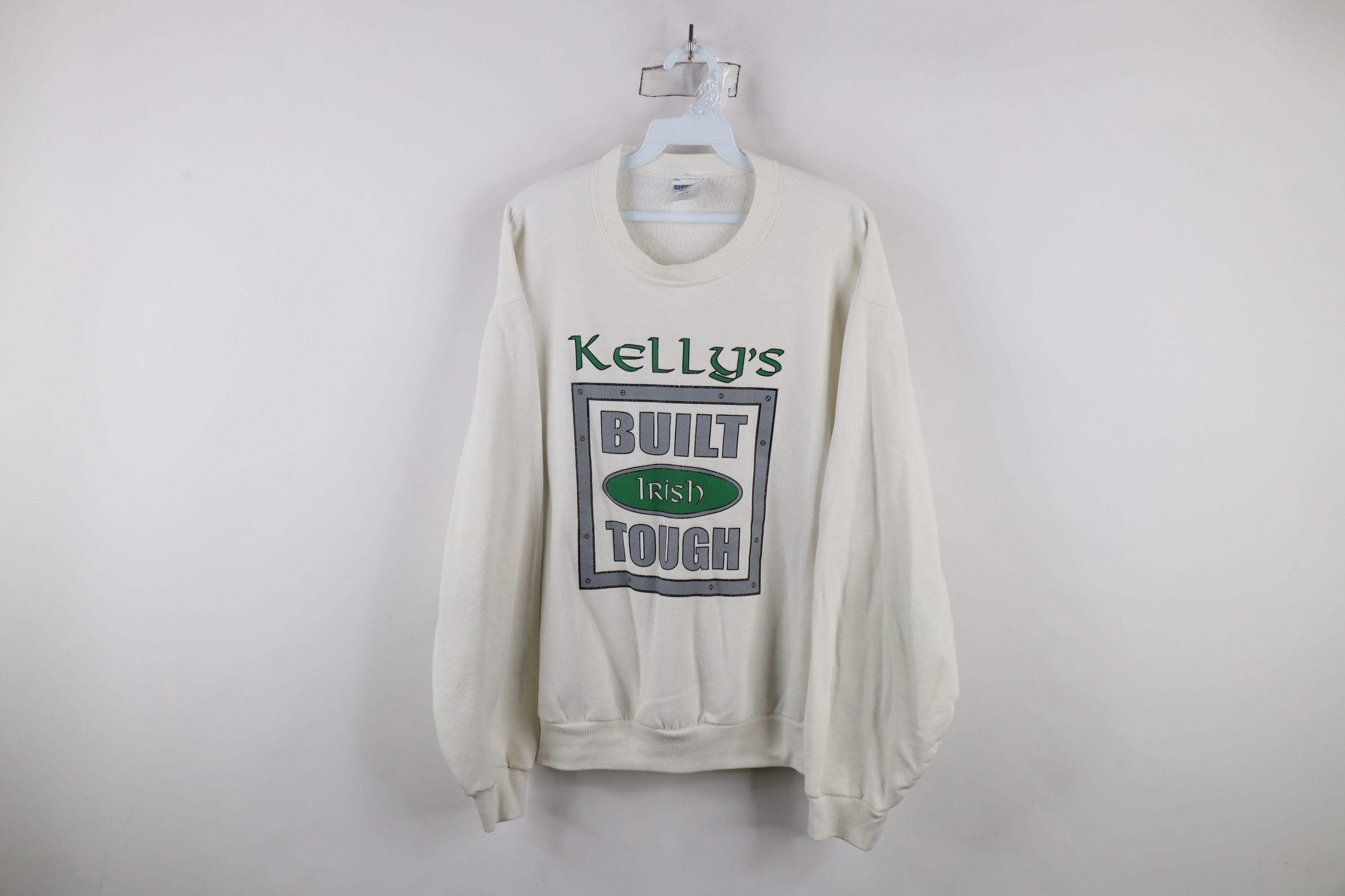 Vintage Vintage 90s Kellys Irish Bar Built Tough Sweatshirt White Size US M / EU 48-50 / 2 - 1 Thumbnail