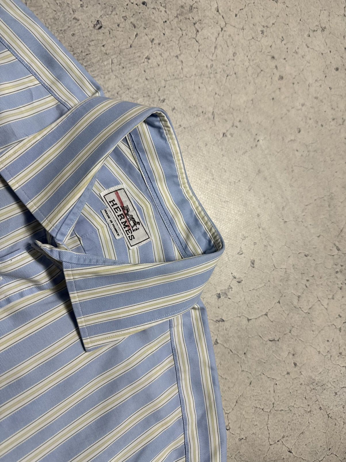 Hermes Hermes Striped Button Up Shirt Luxury Vintage Size US L / EU 52-54 / 3 - 4 Thumbnail