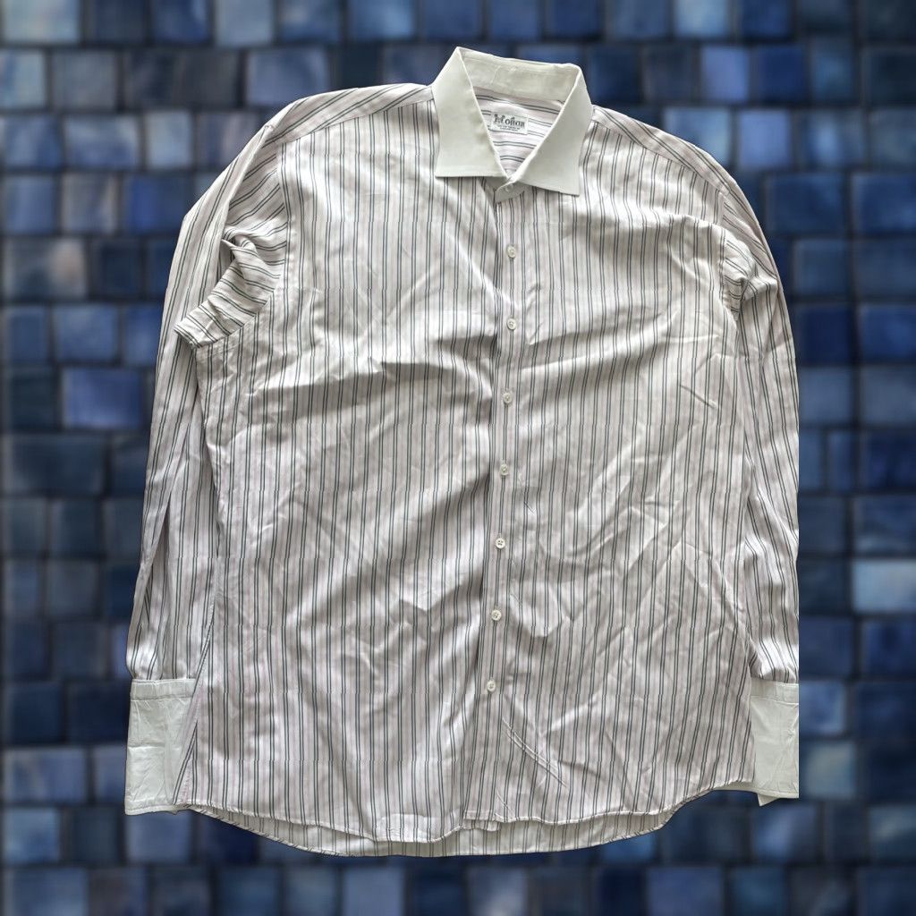 Vintage Mohan Custom Tailors Dress Shirt Mens 2XL Striped Button Up French Cuff Size 48R - 1 Thumbnail